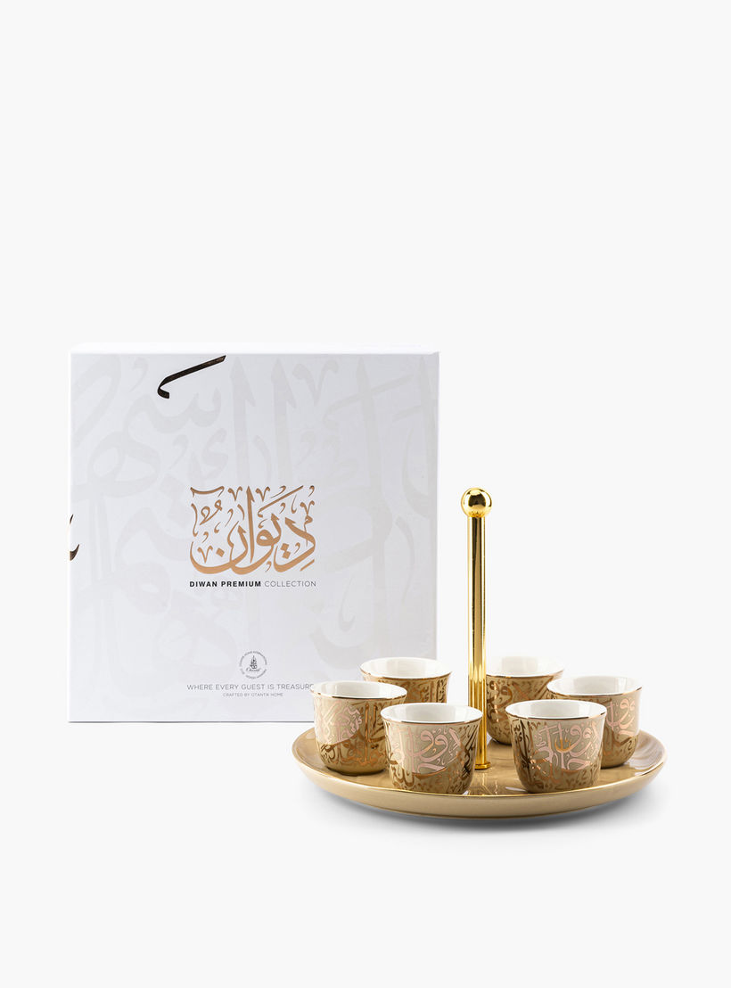 Otantik Diwan 6-Piece Kahwa Cup and Serving Tray Set-household-dining-glassware-drinkingglasses-image-3