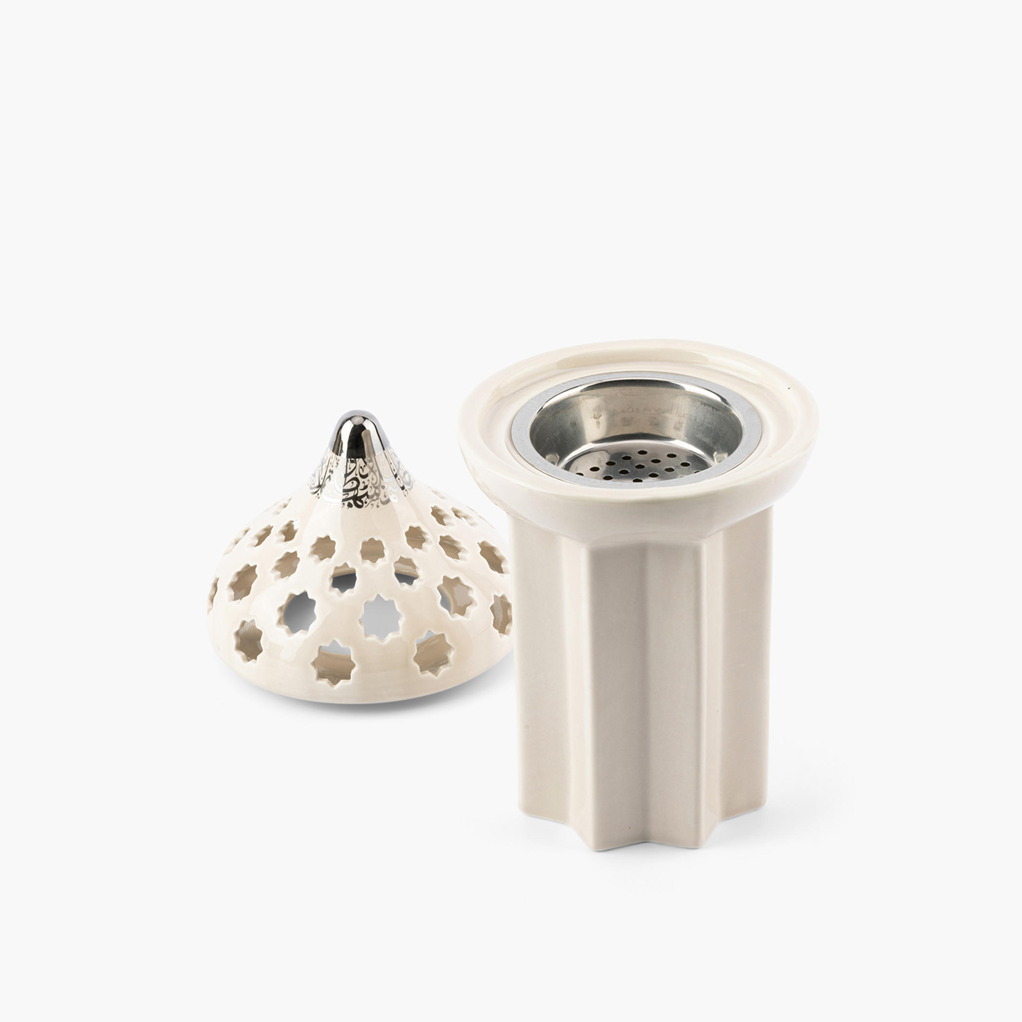 Otantik Diwan Cutout Detail Porcelain Incense Burner - 11x11x21 cms-household-homefragrance-burners-image-2