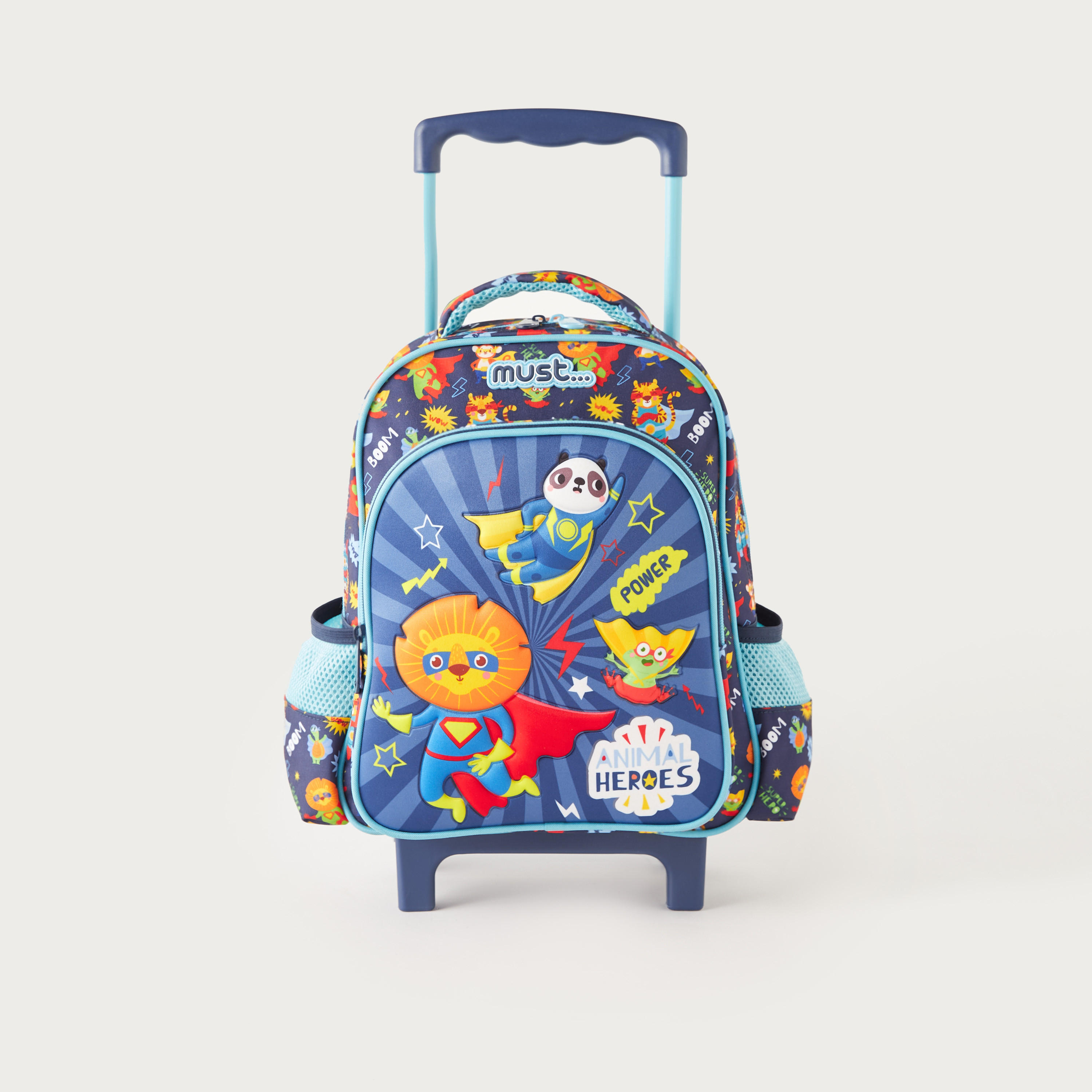 Must All-Over Amimal Hero Print Softcase Trolley Bag with Retractable Handle and Wheels-school-bagsandbackpacks-trolleybags-image-1