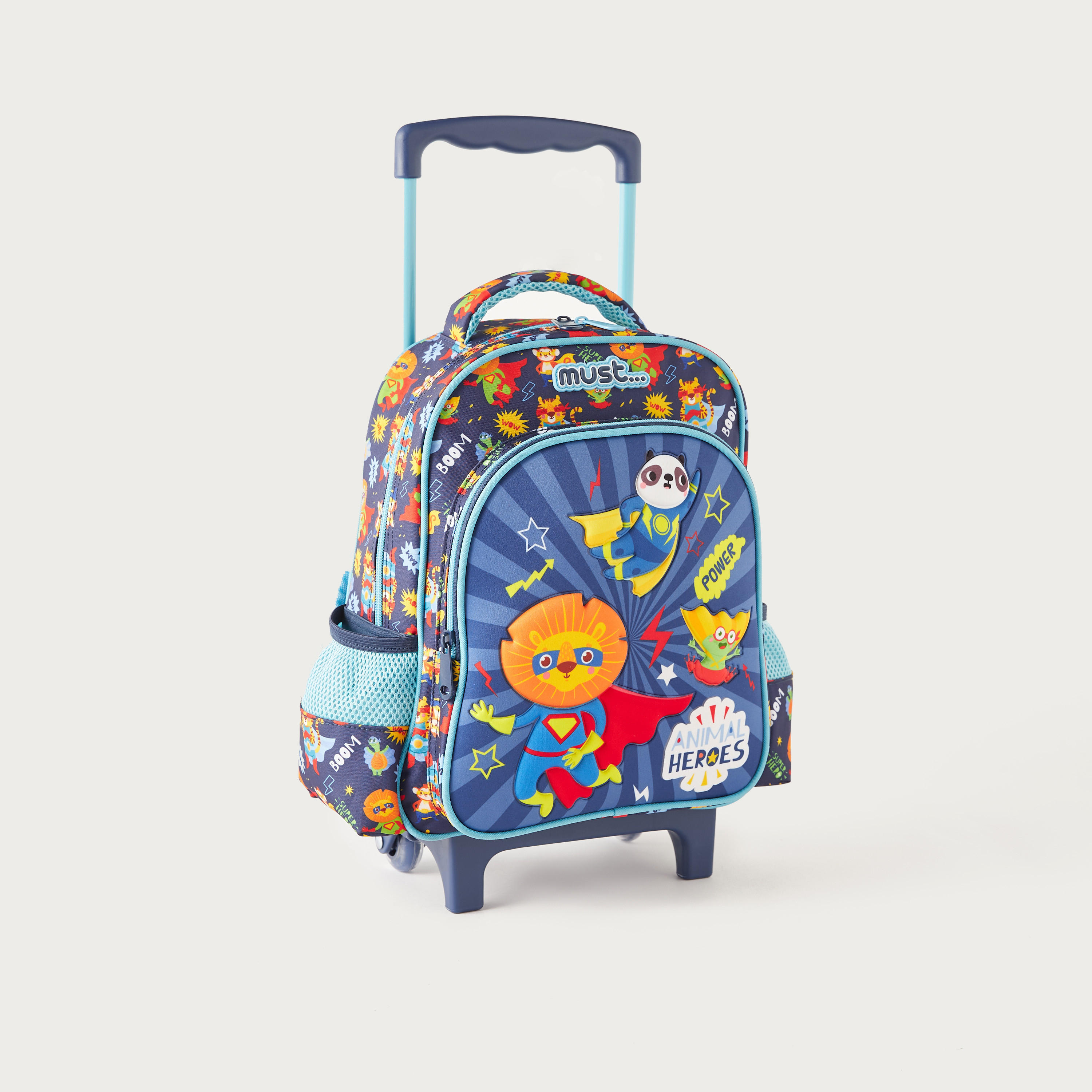Must All-Over Amimal Hero Print Softcase Trolley Bag with Retractable Handle and Wheels-school-bagsandbackpacks-trolleybags-image-2