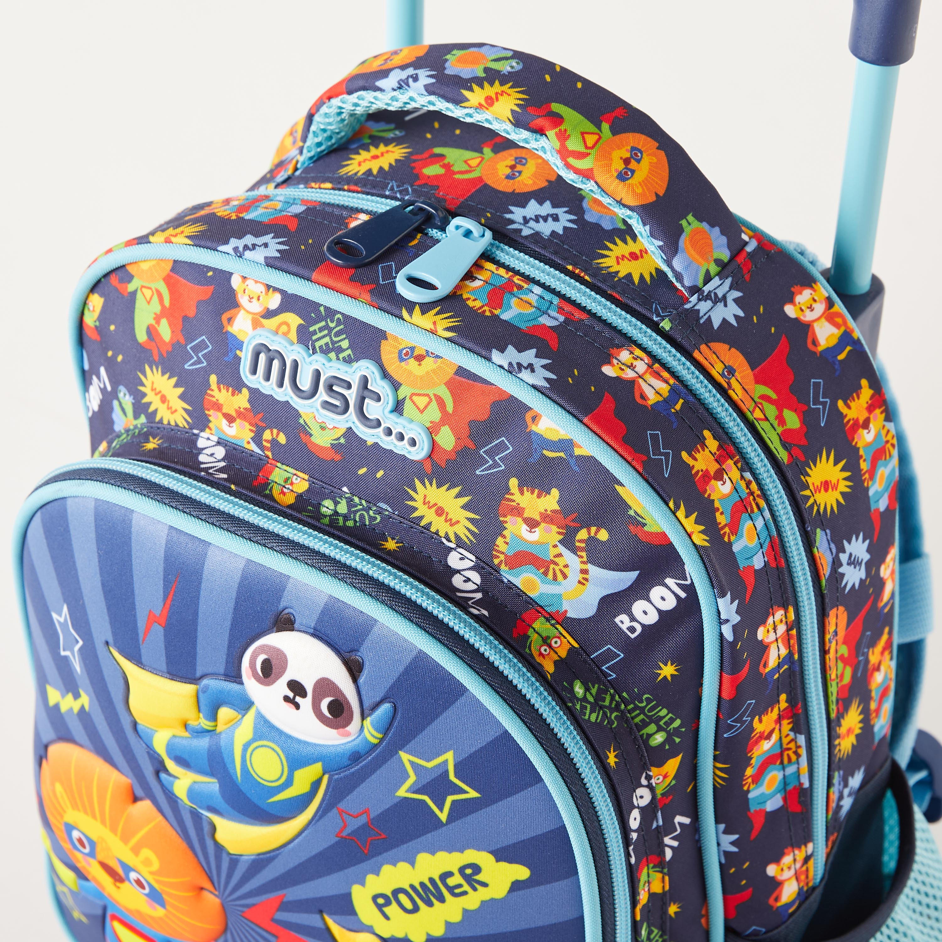Must All-Over Amimal Hero Print Softcase Trolley Bag with Retractable Handle and Wheels-school-bagsandbackpacks-trolleybags-image-3