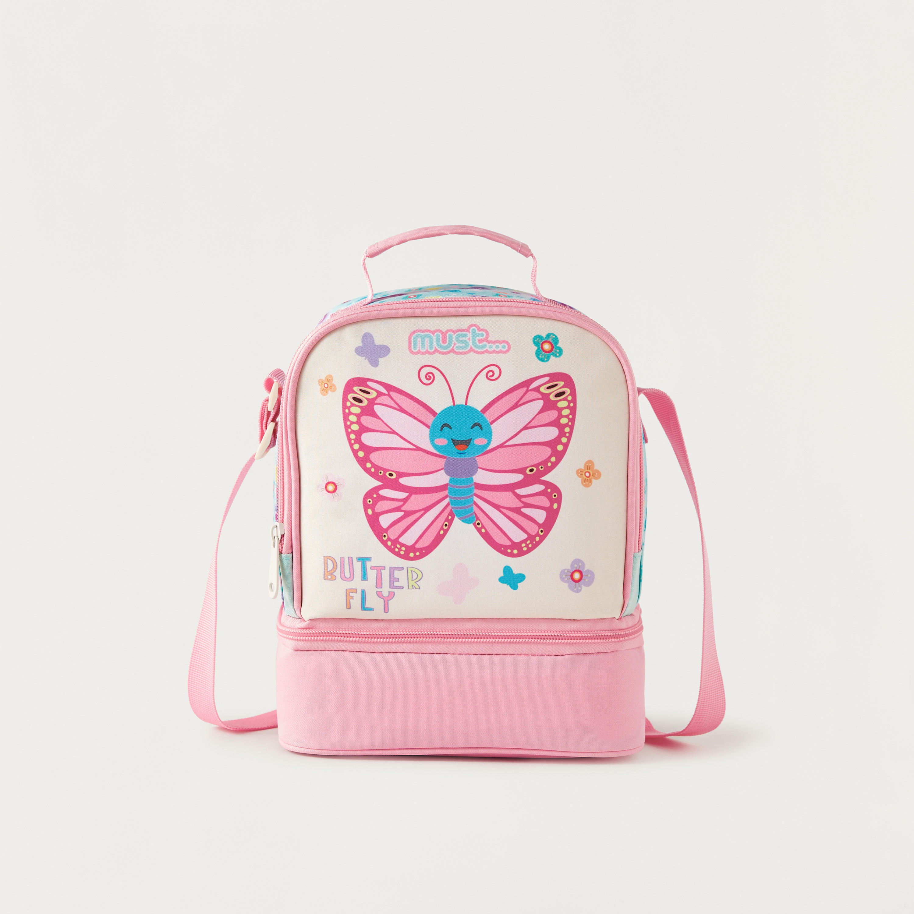 شنطة غداء بسحاب إغلاق وحزام قابل للتعديل وطبعات فراشة من ماست-school-lunchessentials-lunchbags-image-1