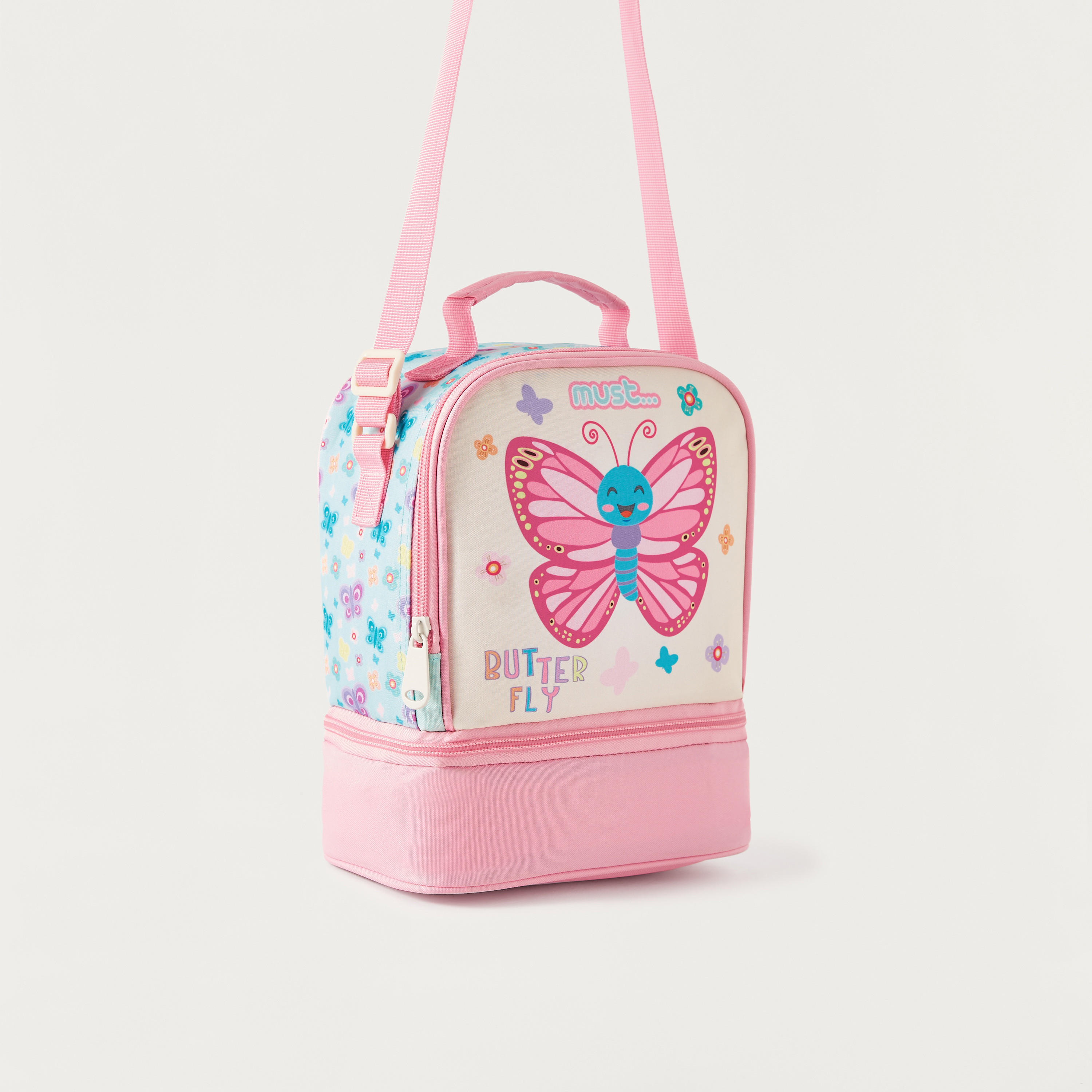 شنطة غداء بسحاب إغلاق وحزام قابل للتعديل وطبعات فراشة من ماست-school-lunchessentials-lunchbags-image-2