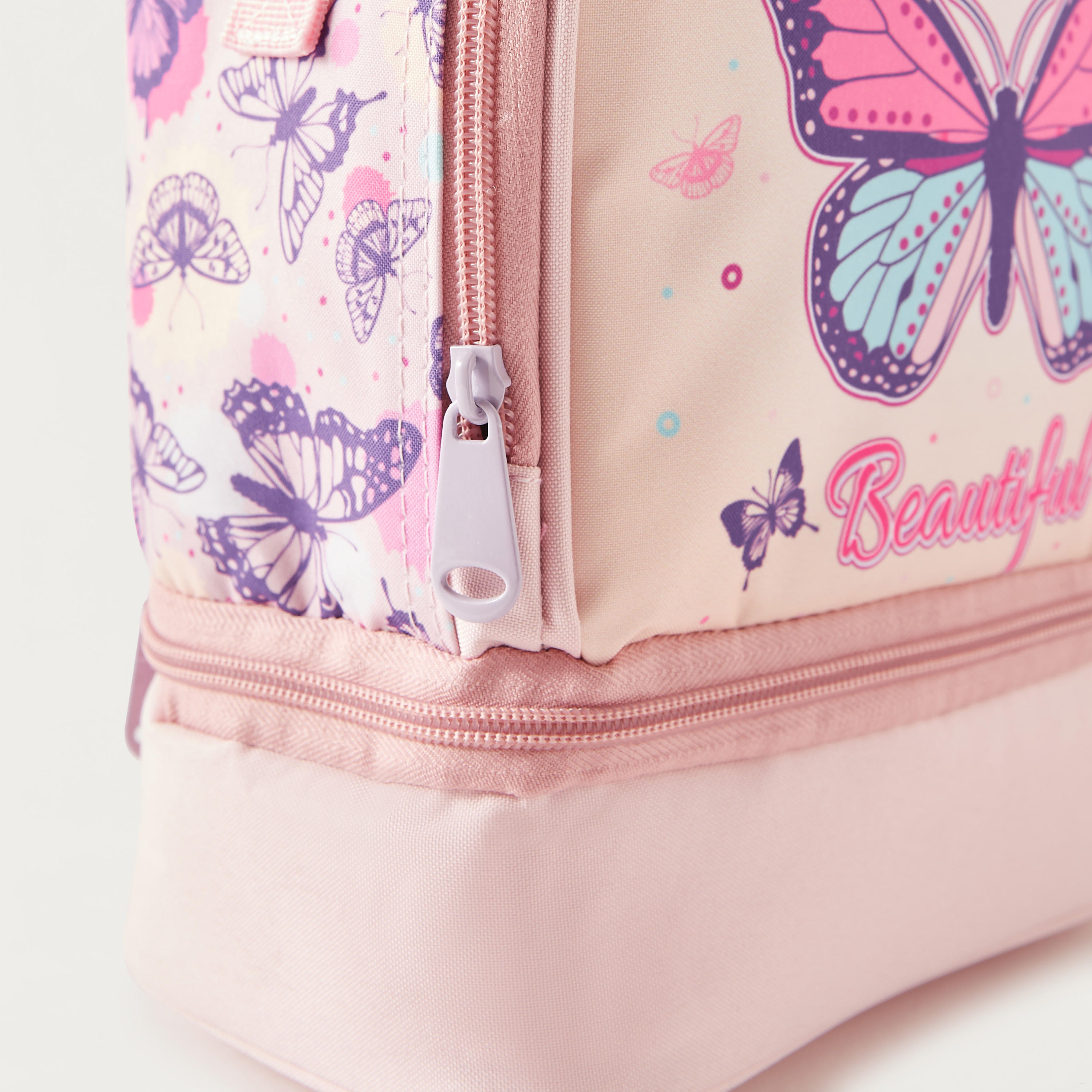 Must Butterfly Print Lunch Bag with Adjustable Strap and Top Handle-school-lunchessentials-lunchbags-image-3