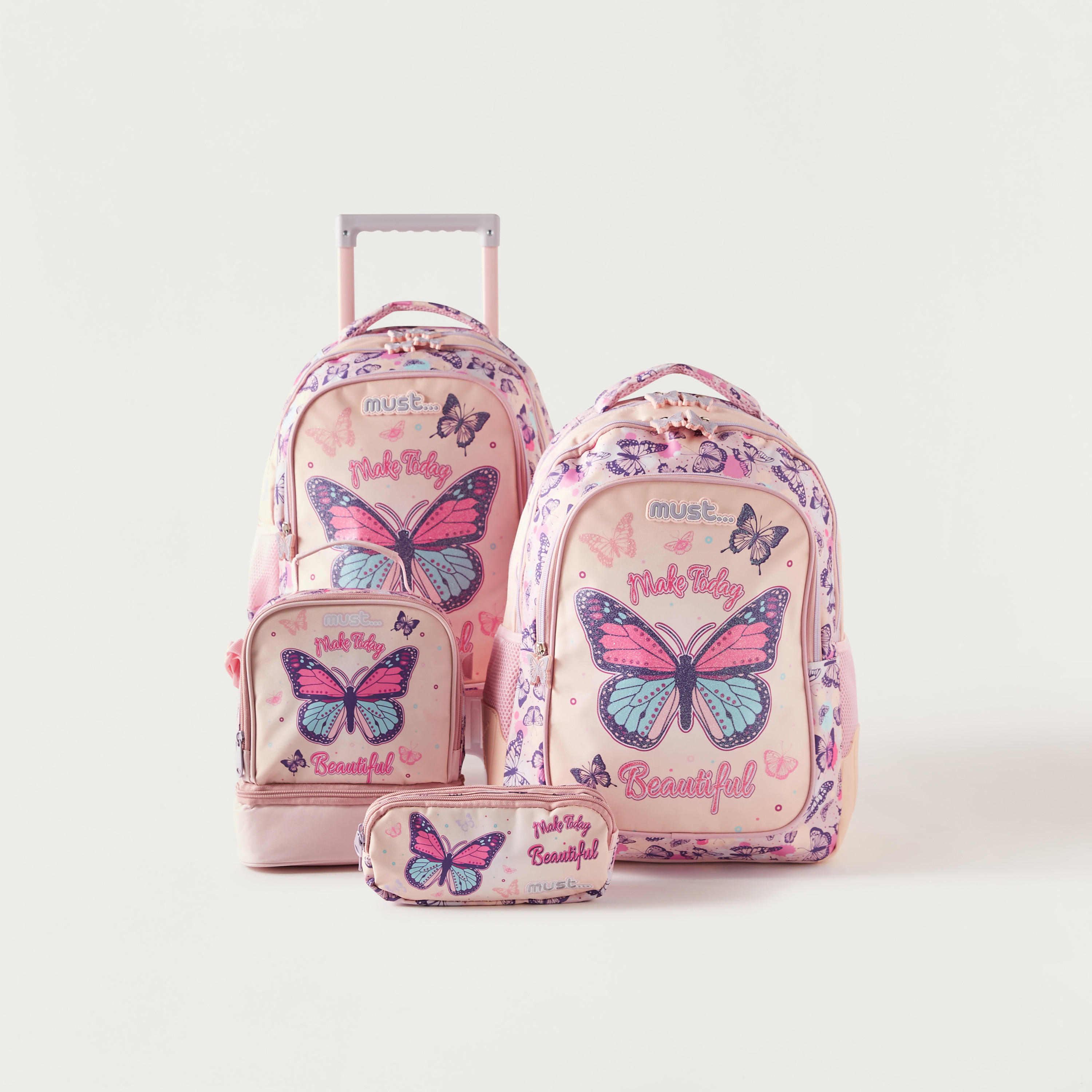 Must Butterfly Print Lunch Bag with Adjustable Strap and Top Handle-school-lunchessentials-lunchbags-image-6