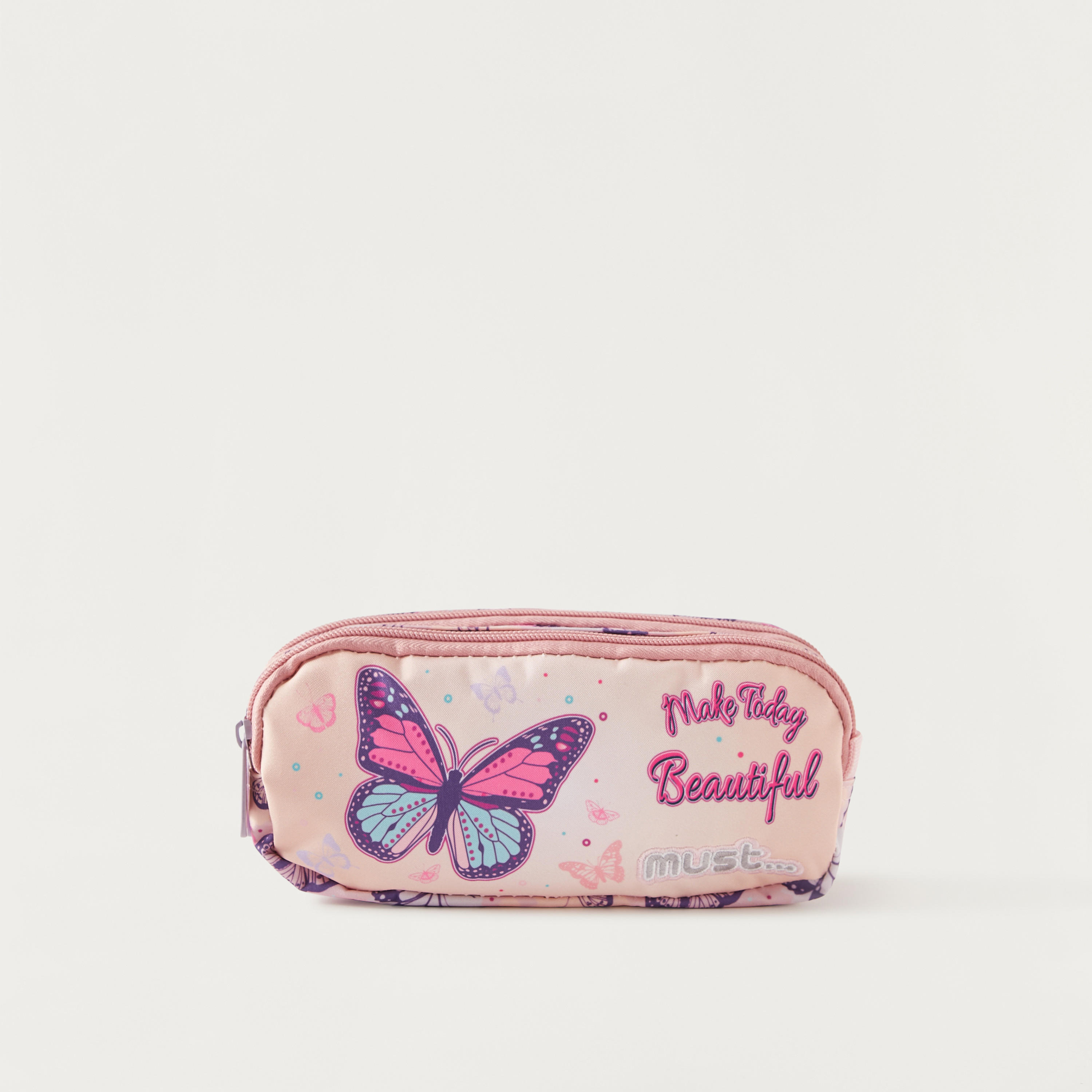 Must Butterfly Print Pencil Pouch with Zip Closure-school-stationery-pencilcases-image-1