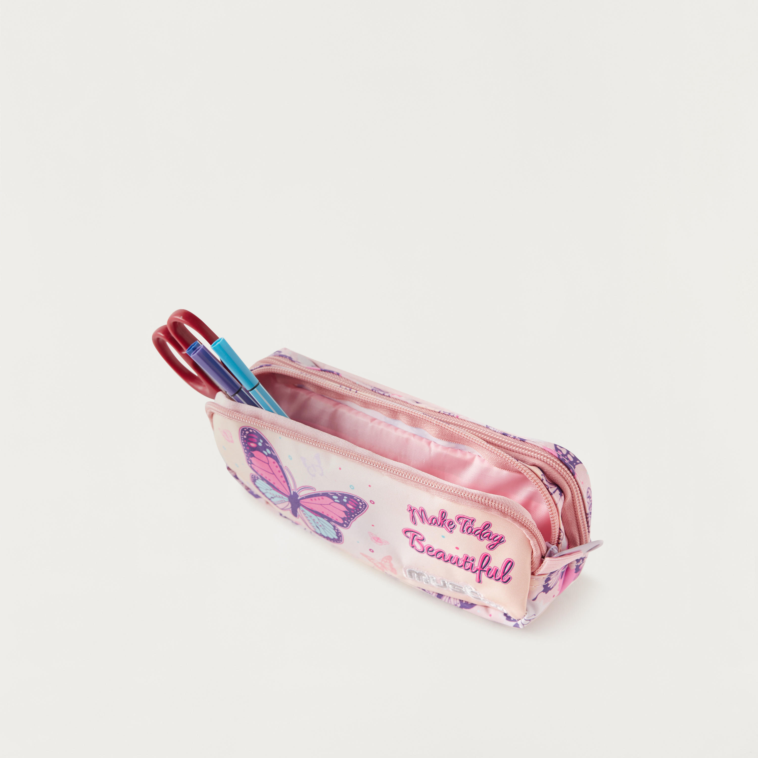 Must Butterfly Print Pencil Pouch with Zip Closure-school-stationery-pencilcases-image-4