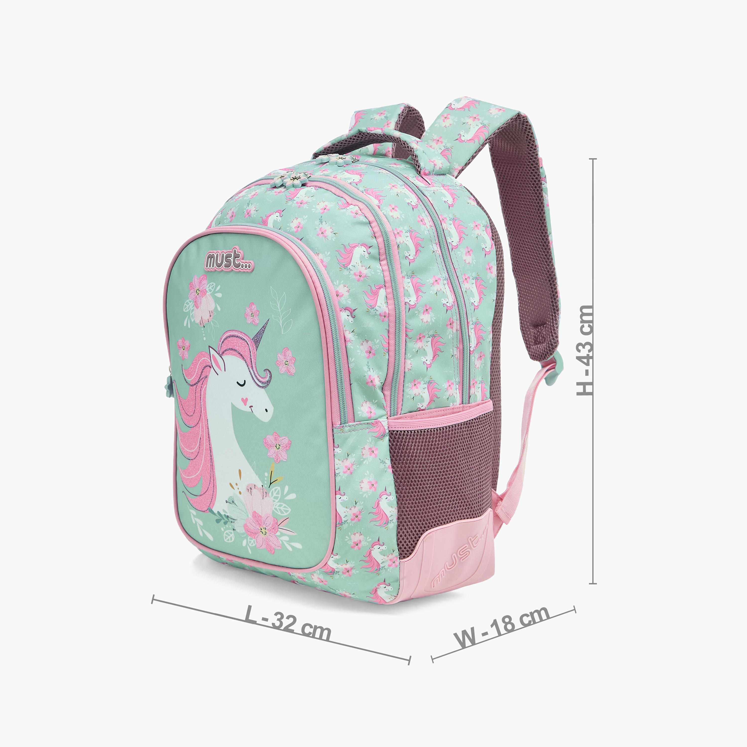 Must Unicorn Print 16 inch Backpack with Zip Closure - 32x18x43 cms-cpkids-backtoschool-schoolbagsandbackpacks-backpacks-image-2