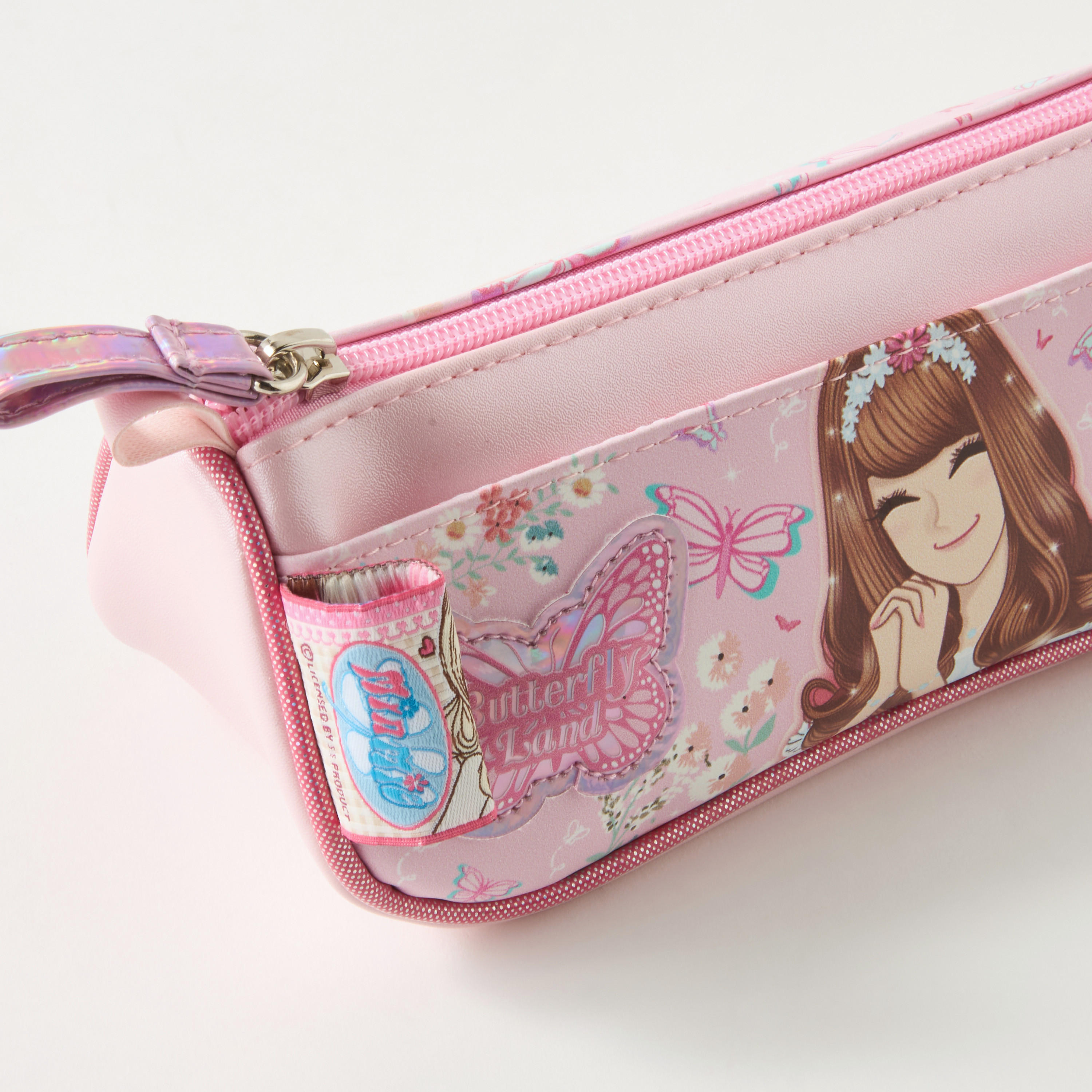 Minmie Butterfly Print Pencil Pouch with Zip Closure-school-stationery-pencilcases-image-3