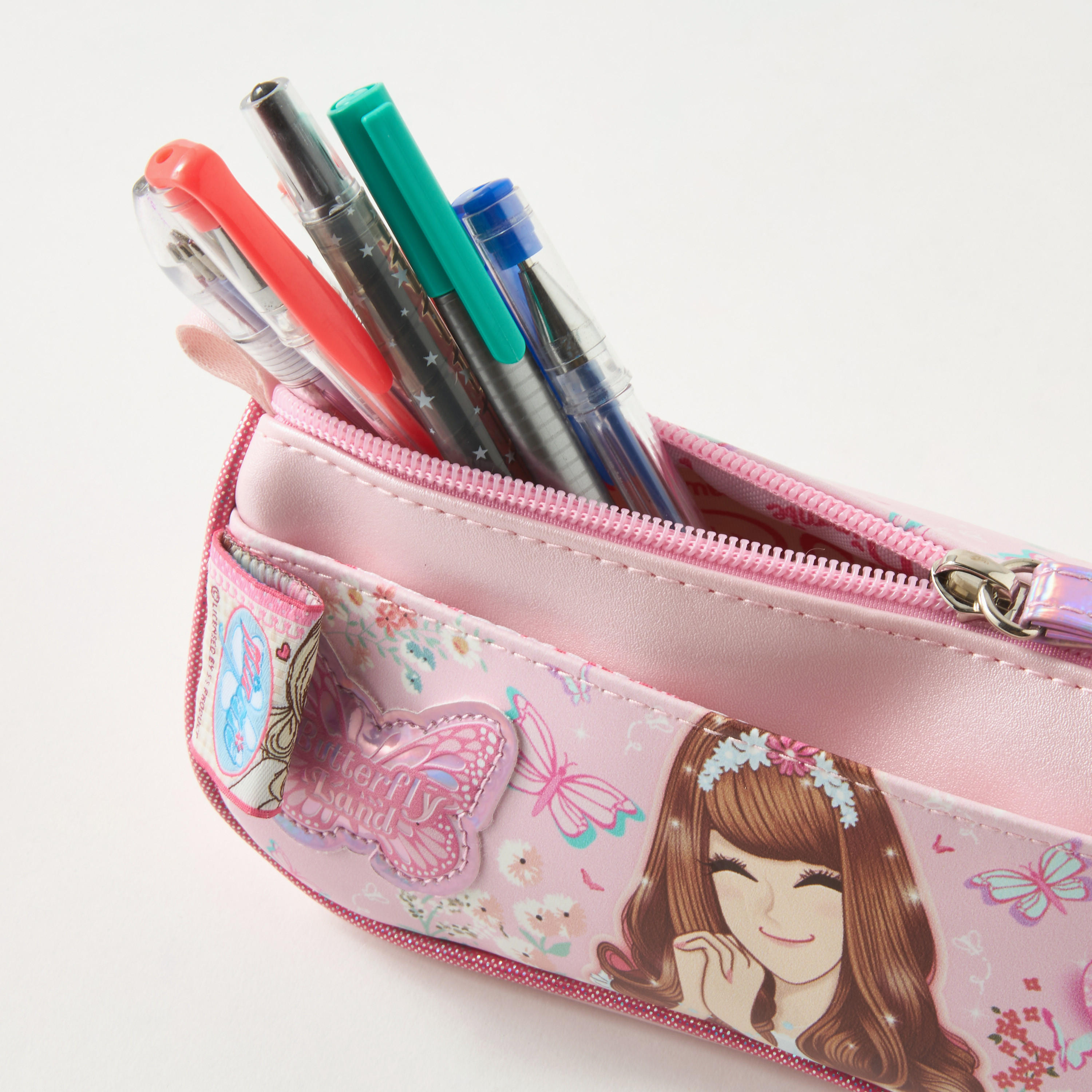 Minmie Butterfly Print Pencil Pouch with Zip Closure-school-stationery-pencilcases-image-4