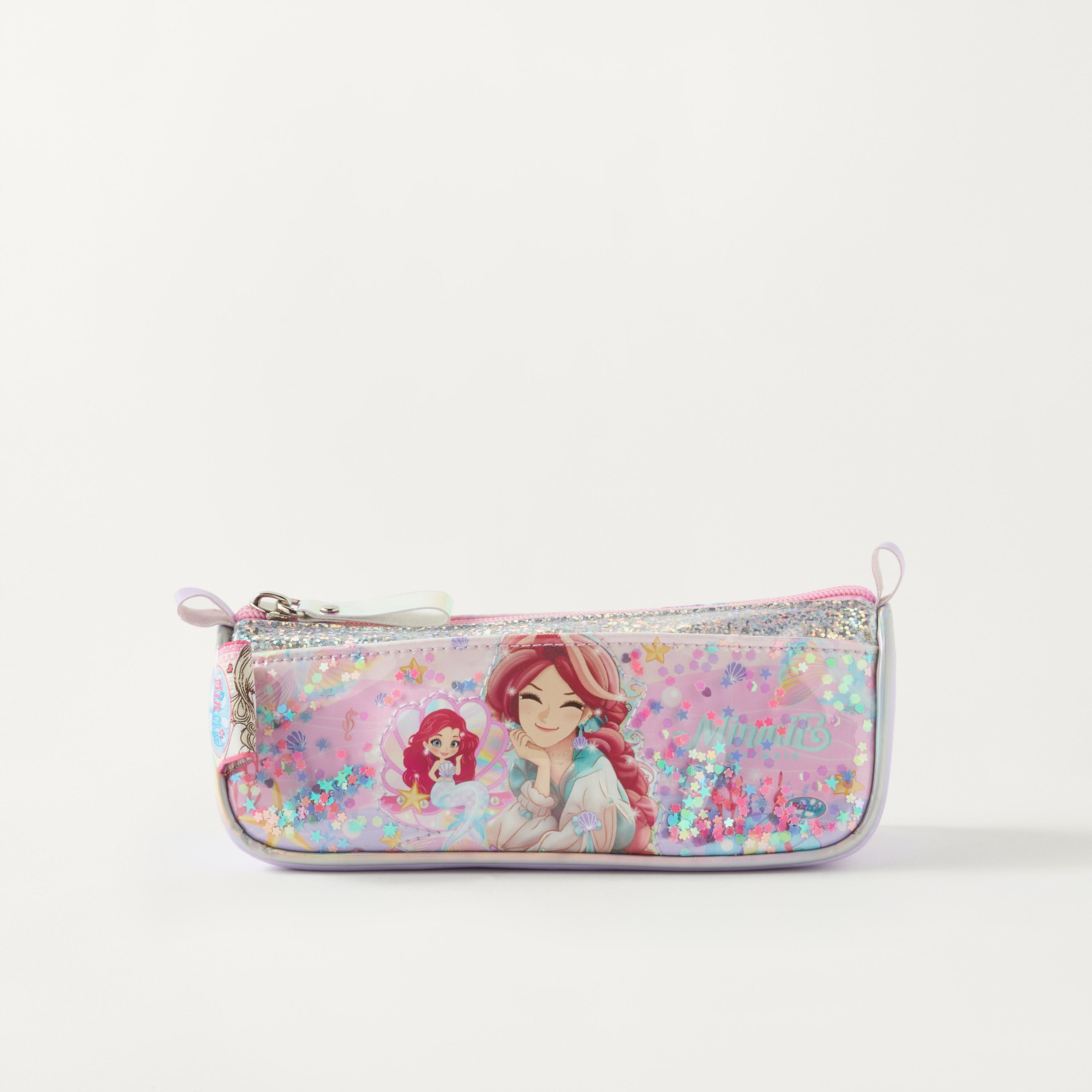 Minmie Mermaid Print Pencil Pouch with Zip Closure-school-stationery-pencilcases-image-1