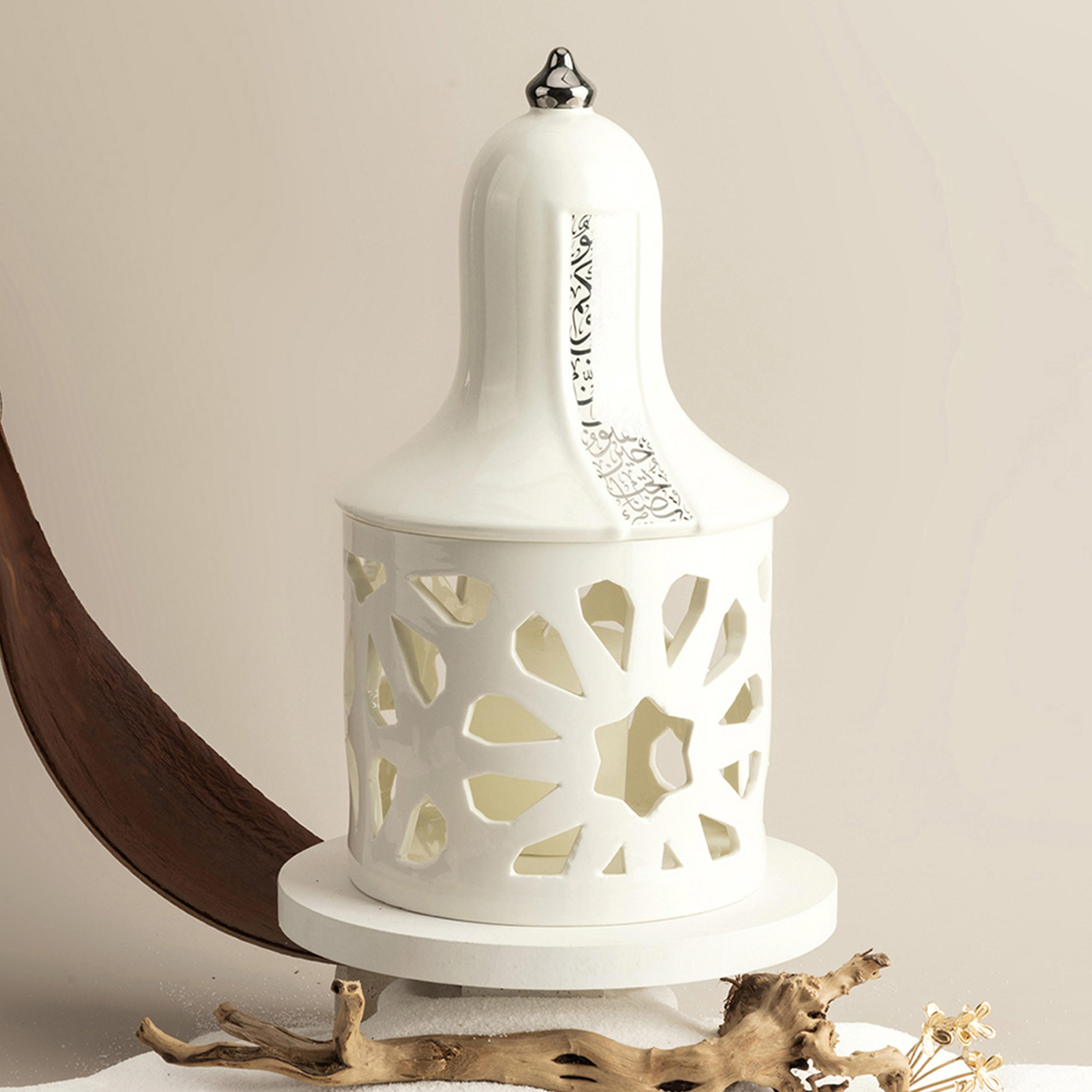 Pearl White and Silver - Tea Light Holder-L - Nour collection-household-decor-candleholdersandlanterns-image-1