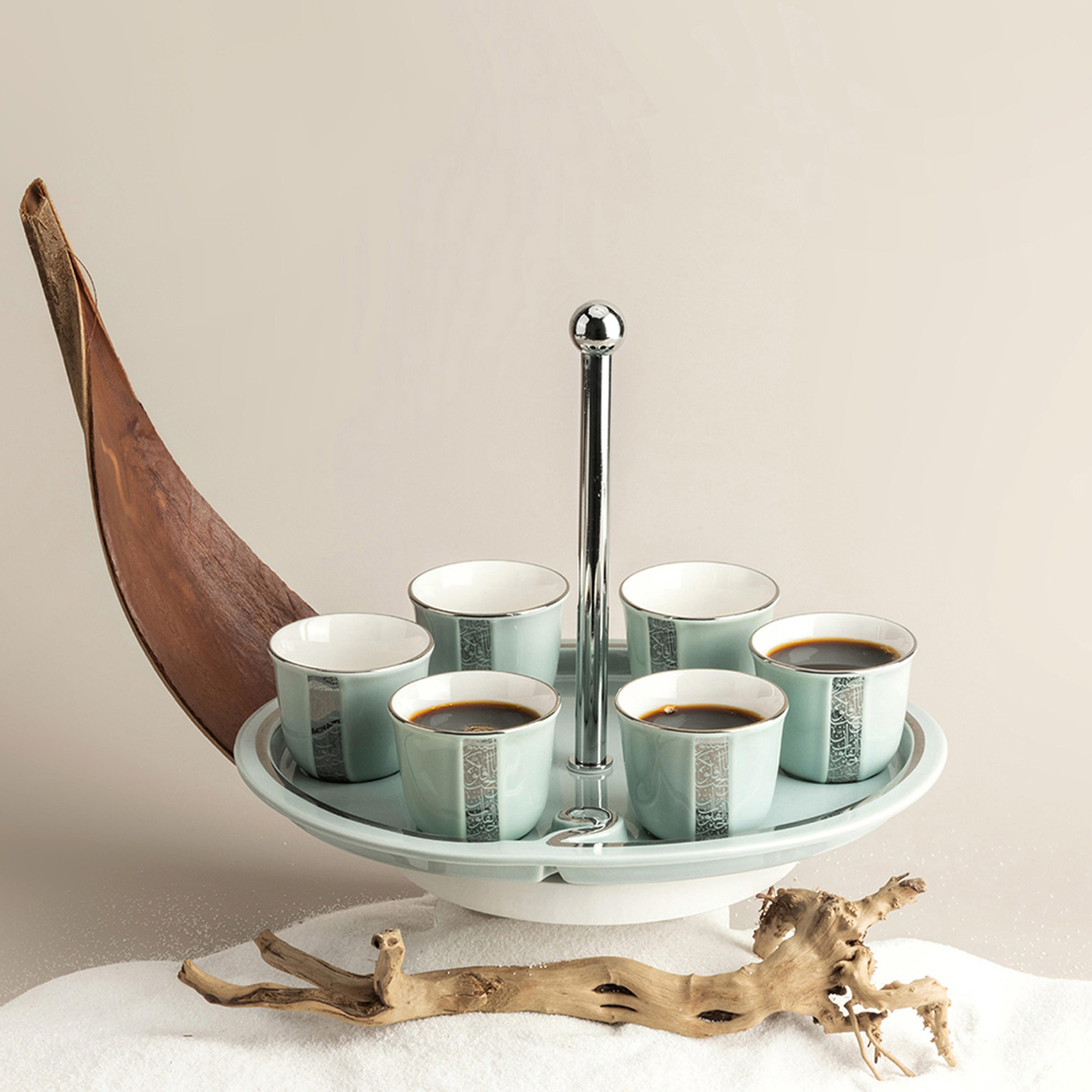 Otantik Nour 6-Piece Porcelain Cawa Cup with Holder-household-dining-teaandcoffee-teaandcoffeesets-image-1