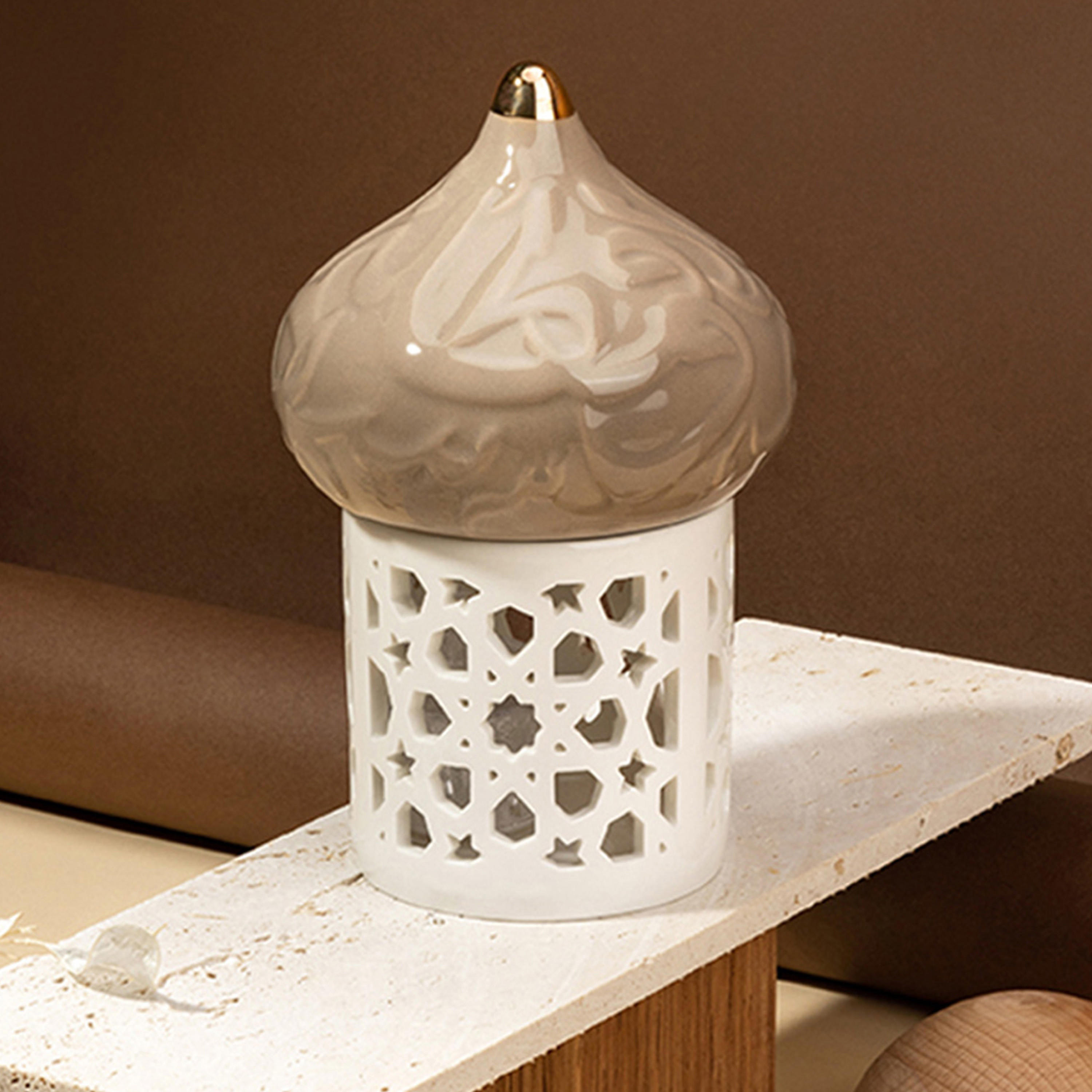 حامل شموع صغيرة بورسلان بتفاصيل مفرغة ديوان من أوتانتيك - 16 سم-household-decor-candleholdersandlanterns-image-1