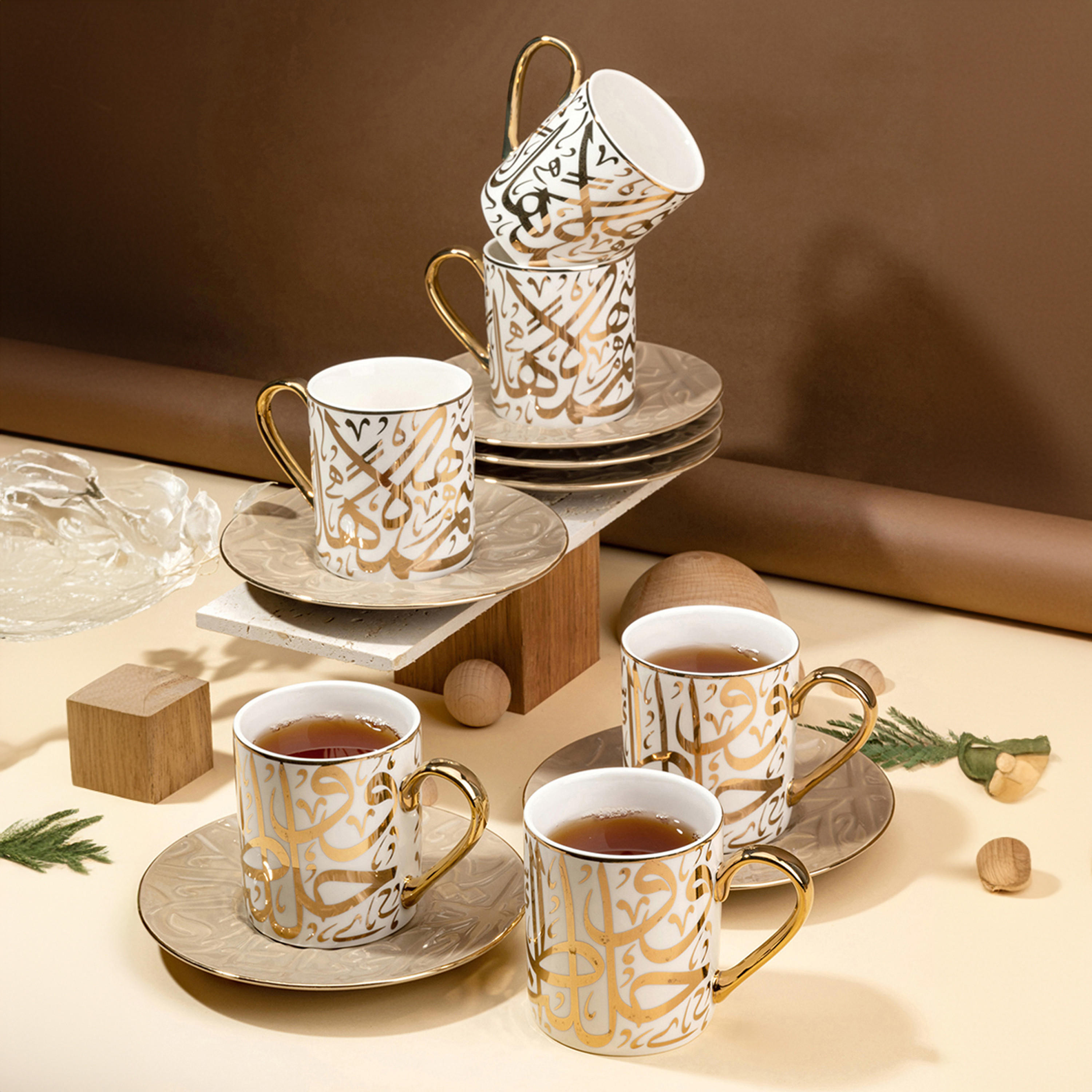 Otantik Diwan 12-Piece Porcelain Cup and Saucer Set-household-dining-teaandcoffee-teaandcoffeesets-image-1