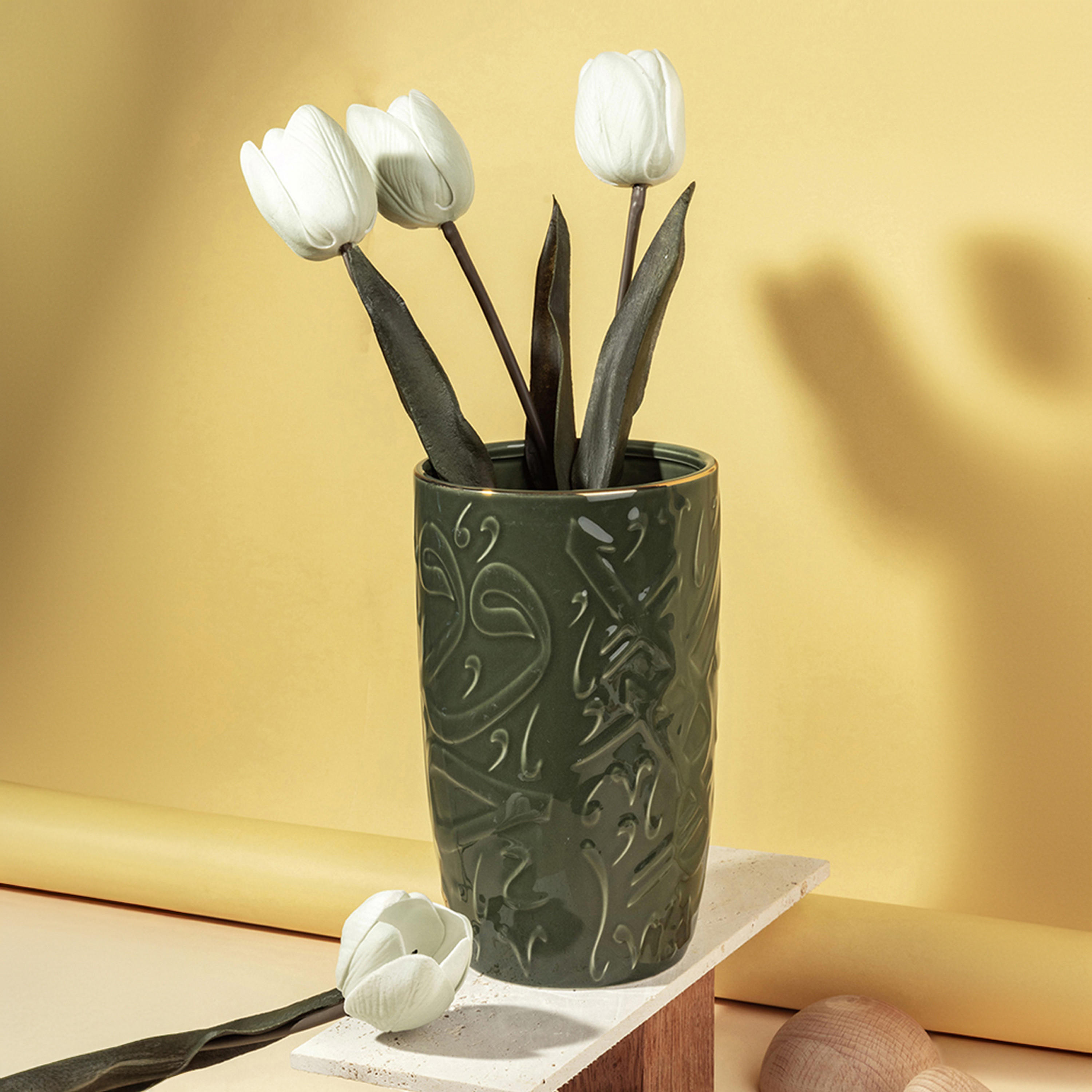 Otantik Diwan Porcelain Vase - 11x11x20 cms-household-decor-vasesandbowls-image-1