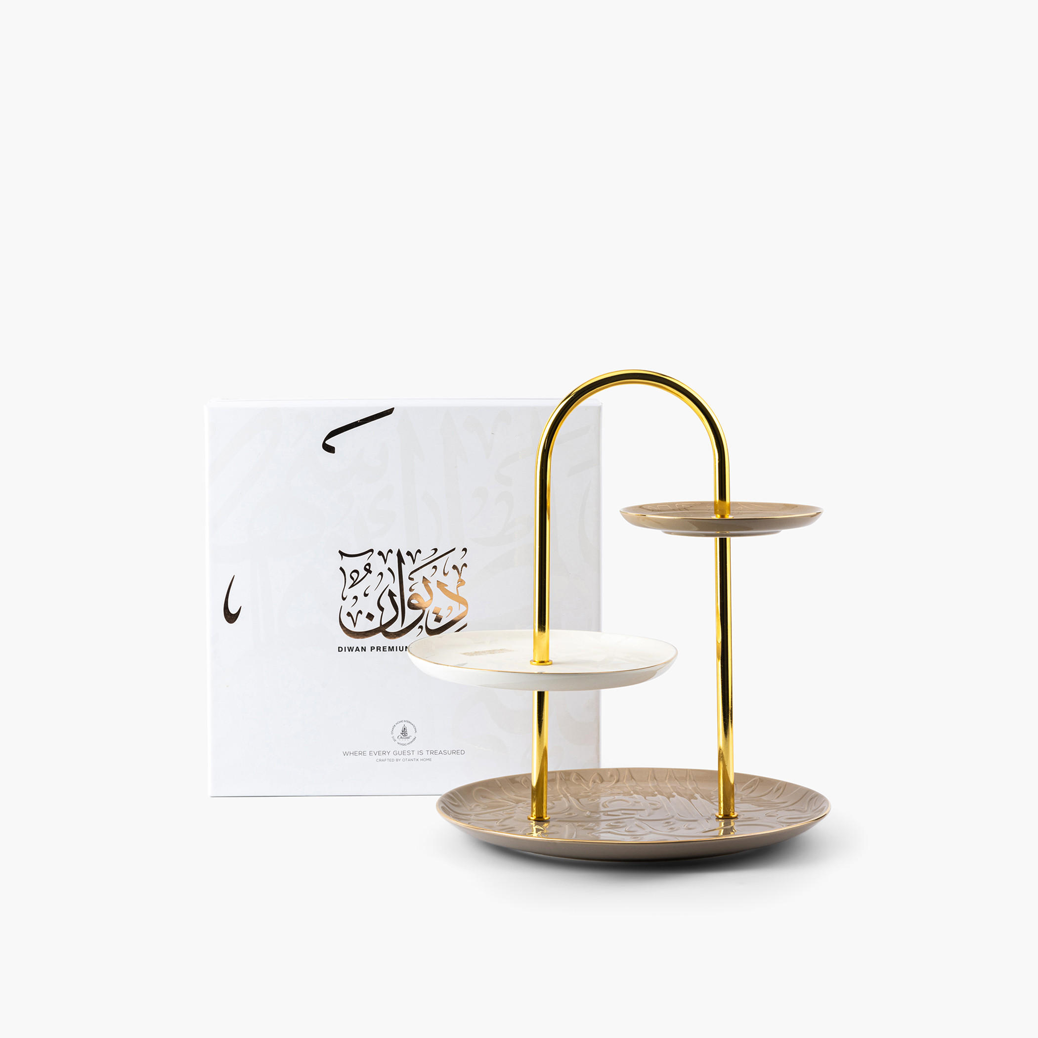 حامل كيك بورسلان 3 طوابق بطبعات من أوتانتيك - 27x27x27 سم-household-dining-serveware-cakestands-image-3