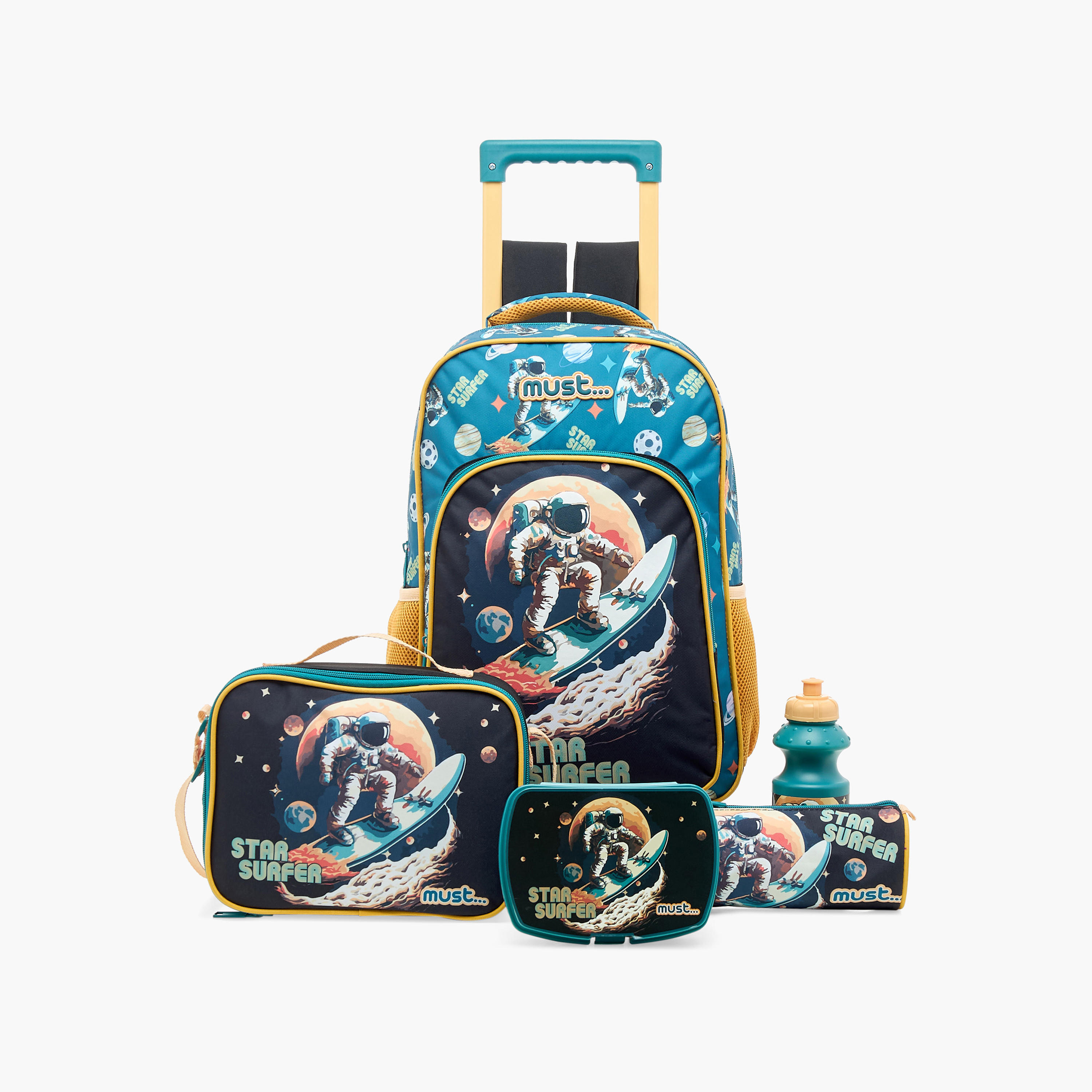 SAMI STUDIO Cupcake Print 5-Piece Trolley Backpack Set - 16 inches-school-bagsandbackpacks-trolleybags-image-1