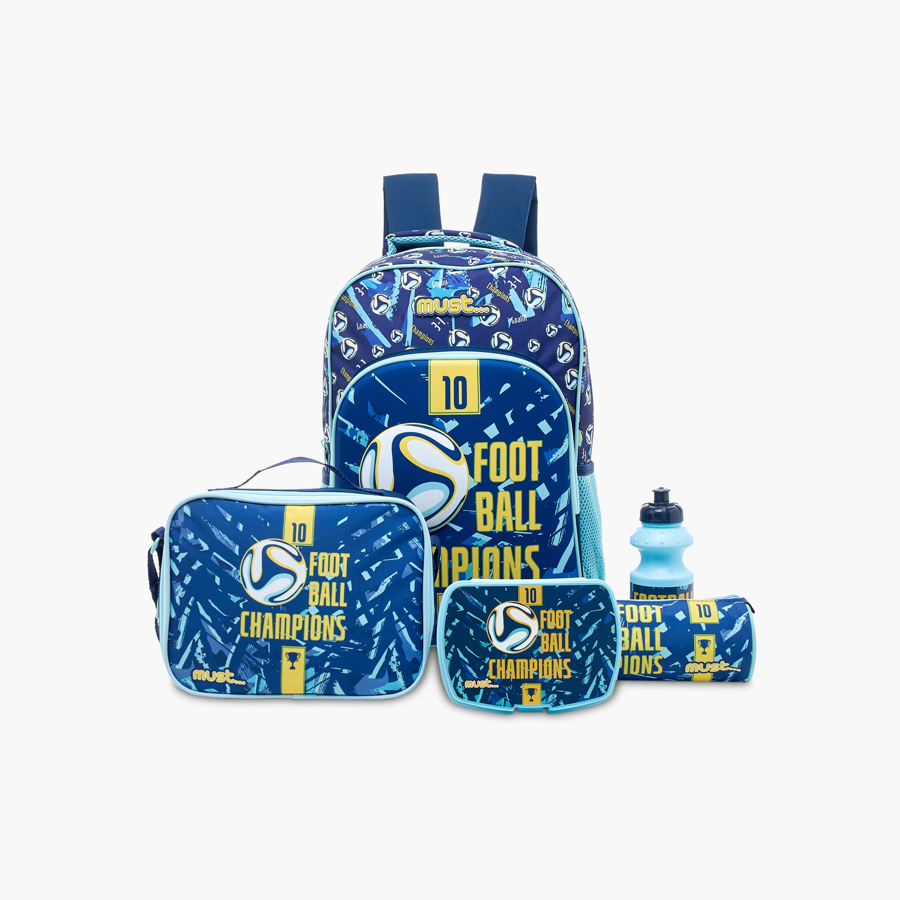 Must 5-Piece Football Print 16-inch Trolley Backpack Set - 43x30x13 cms-school-bagsandbackpacks-sets-image-1