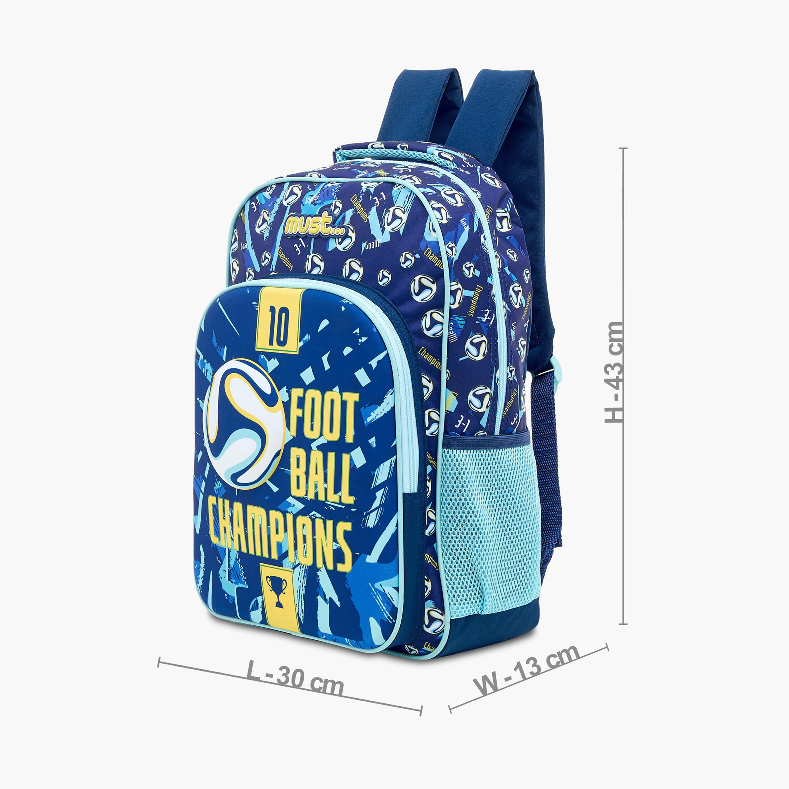 طقم شنطة ظهر ترولي 16 بوصة 5 قطع بطبعات كرة قدم من ماست - 43x30x13 سم-school-bagsandbackpacks-sets-image-2
