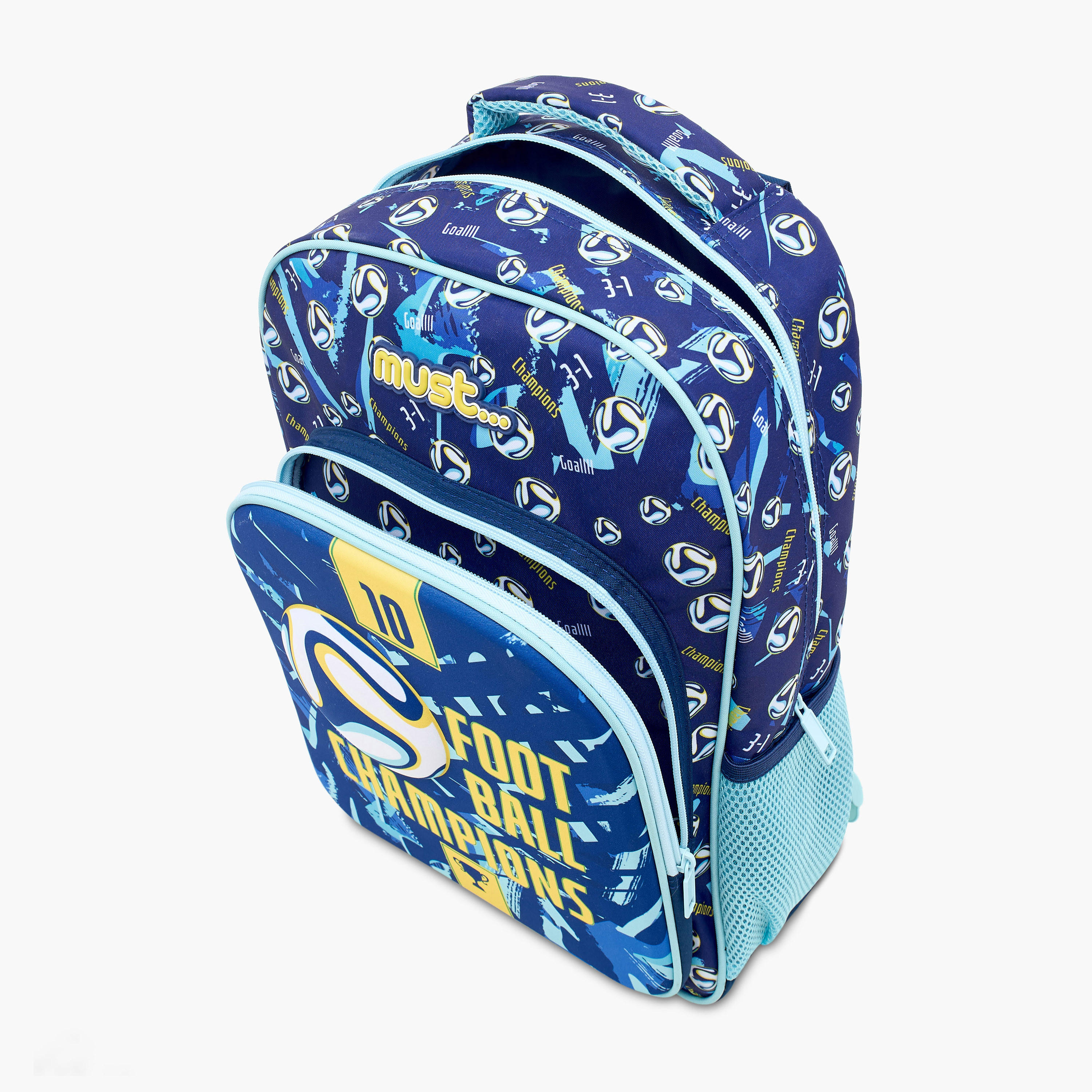 طقم شنطة ظهر ترولي 16 بوصة 5 قطع بطبعات كرة قدم من ماست - 43x30x13 سم-school-bagsandbackpacks-sets-image-9