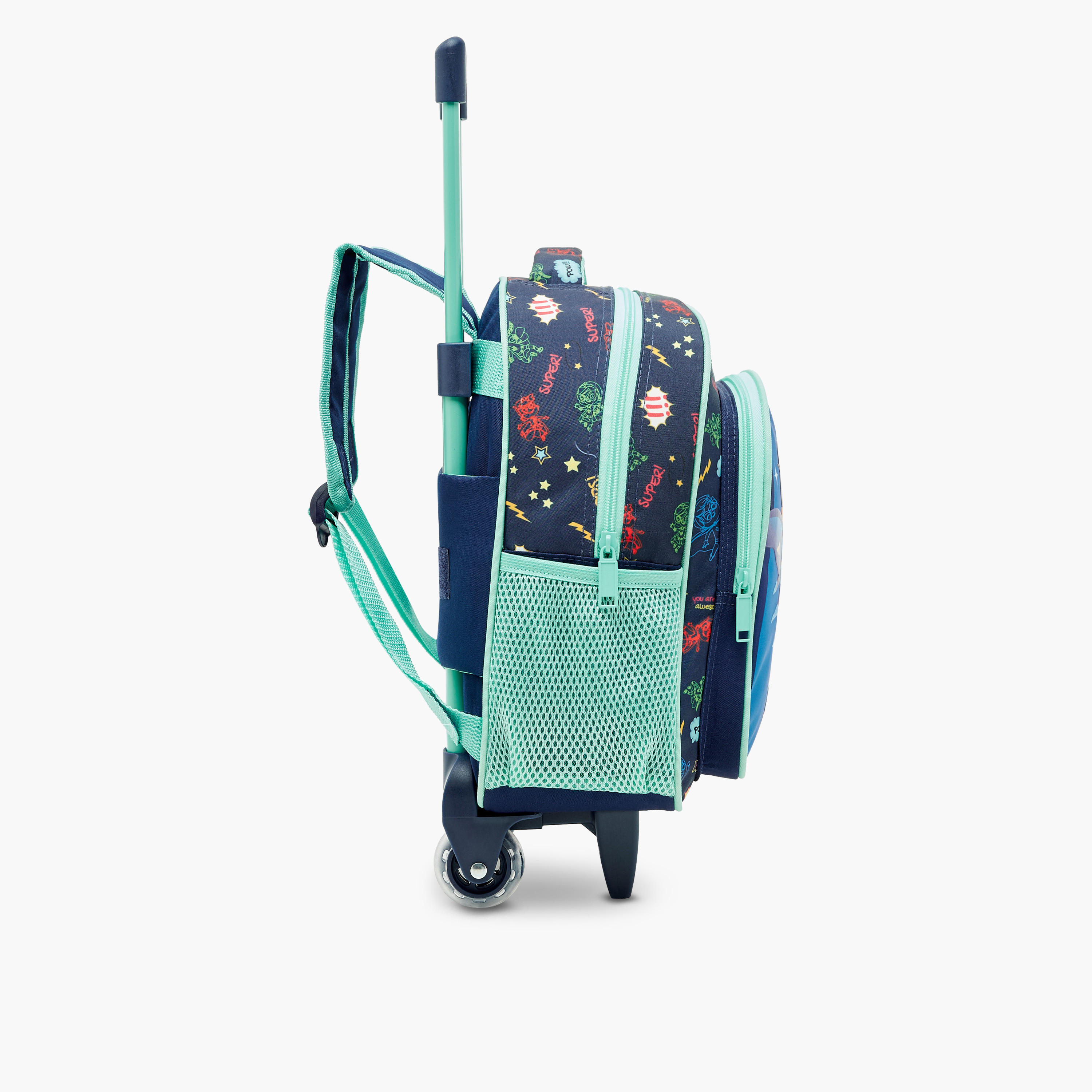 شنطة ظهر ترولي بطبعات جرافيك مع شنطة غداء ومقلمة من ماست- 27X10X31 بوصة-school-bagsandbackpacks-trolleybags-image-3