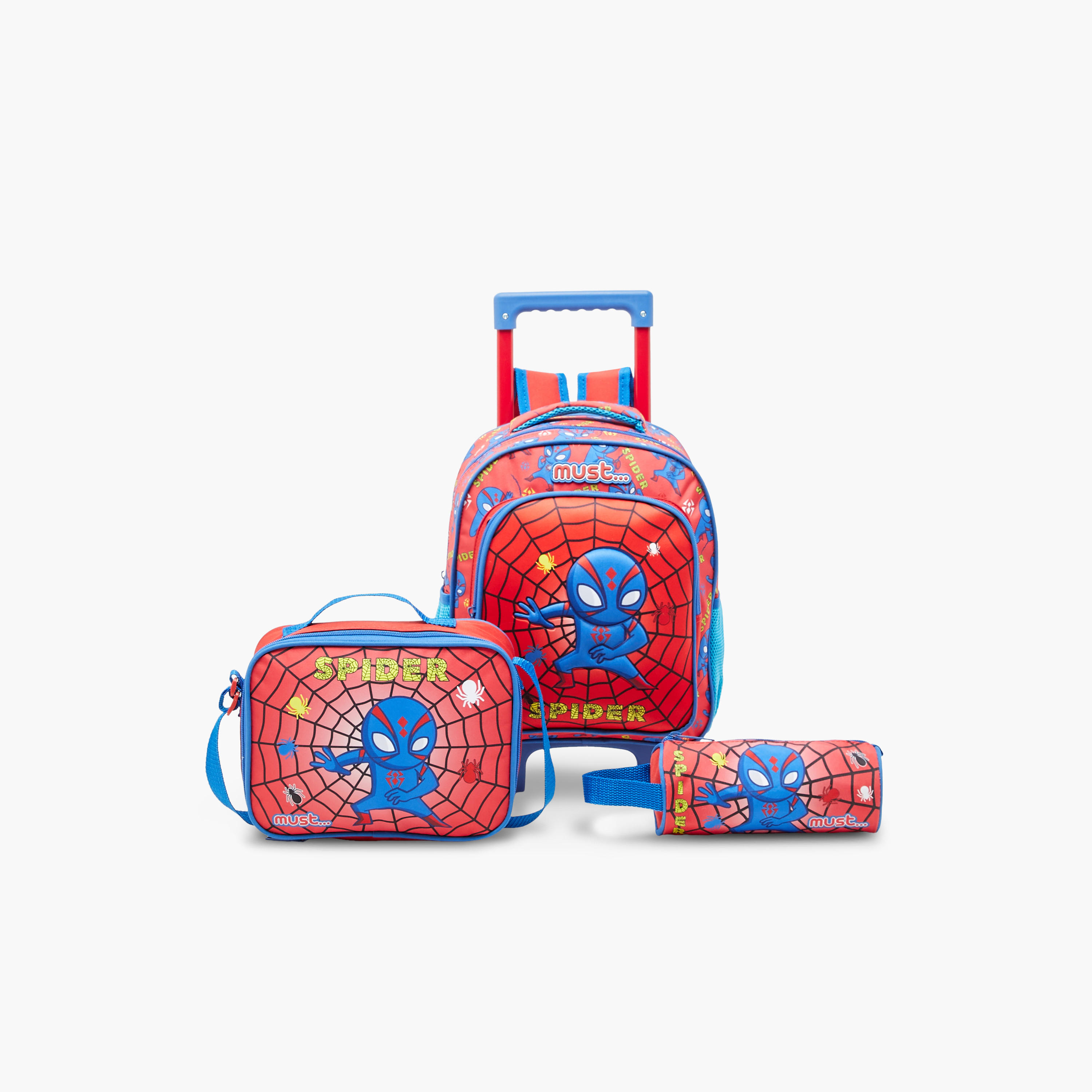 Must Graphic Print Trolley Backpack with Lunch Bag and Pencil Case - 27X10X31 cms-school-bagsandbackpacks-trolleybags-image-1
