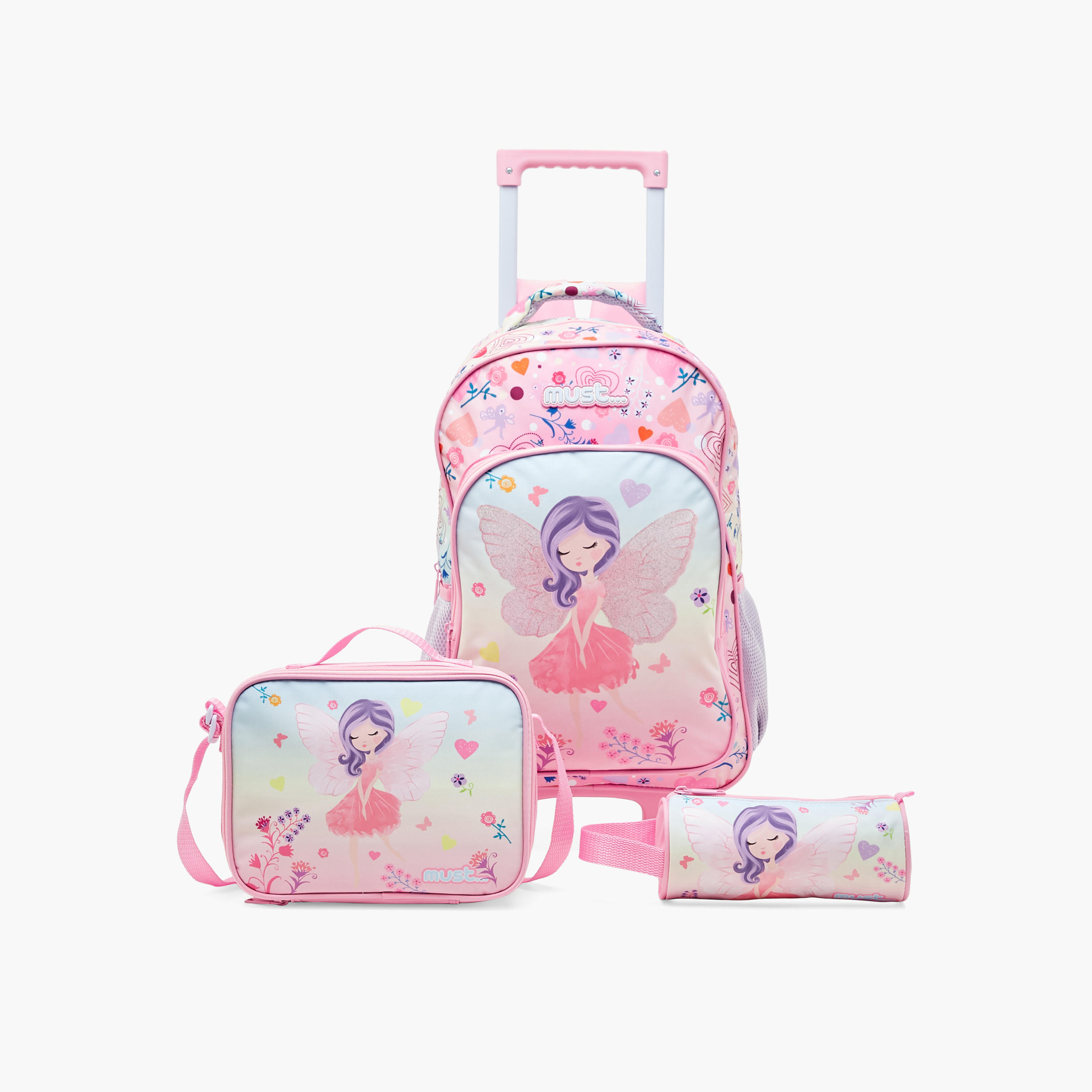 Must Unicorn Print 16-inch Trolley Backpack with Lunch Bag and Pencil Pouch-school-bagsandbackpacks-sets-image-1