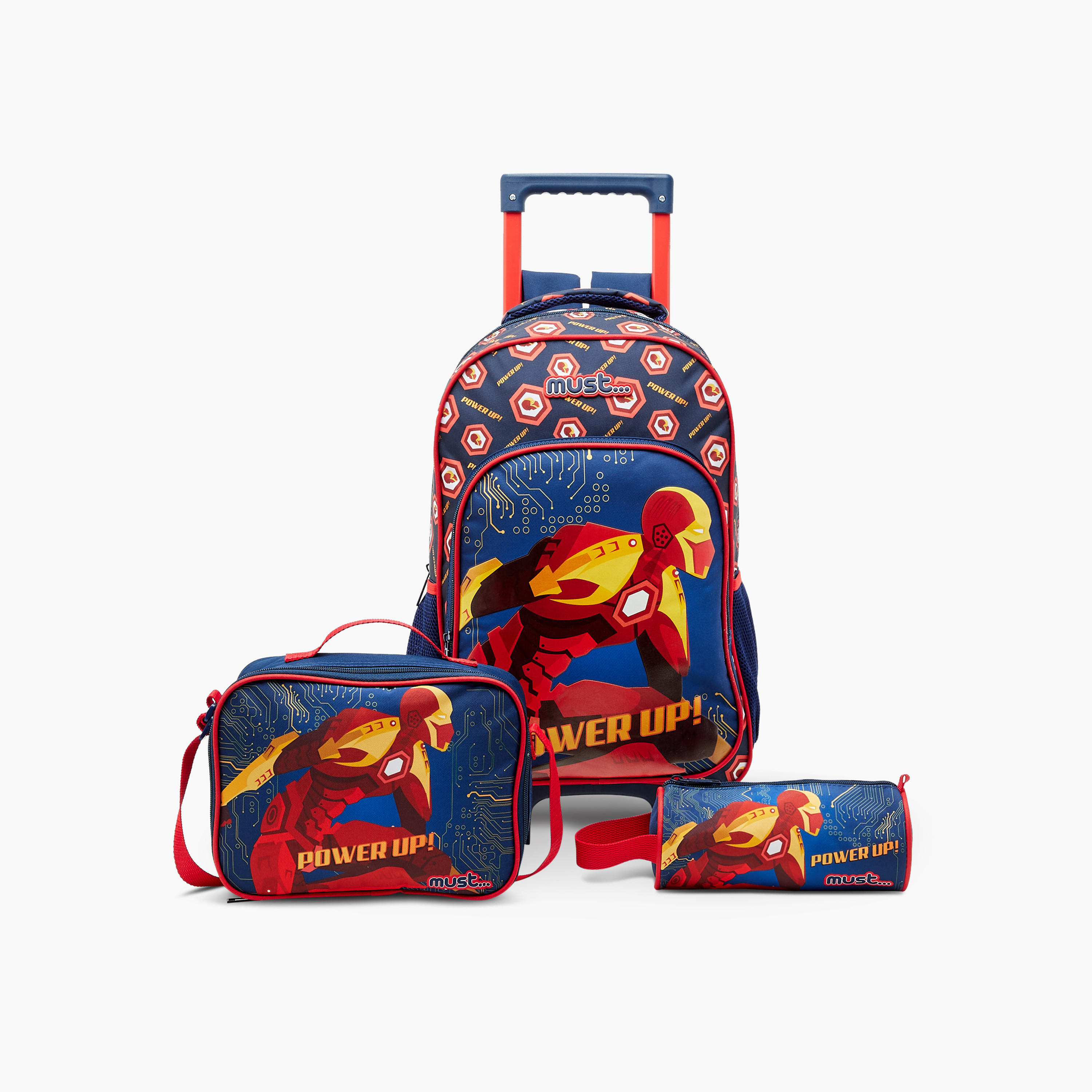 Must 5-Piece Game Print 16-inch Trolley Backpack Set - 43x30x13 cms-school-bagsandbackpacks-trolleybags-image-1