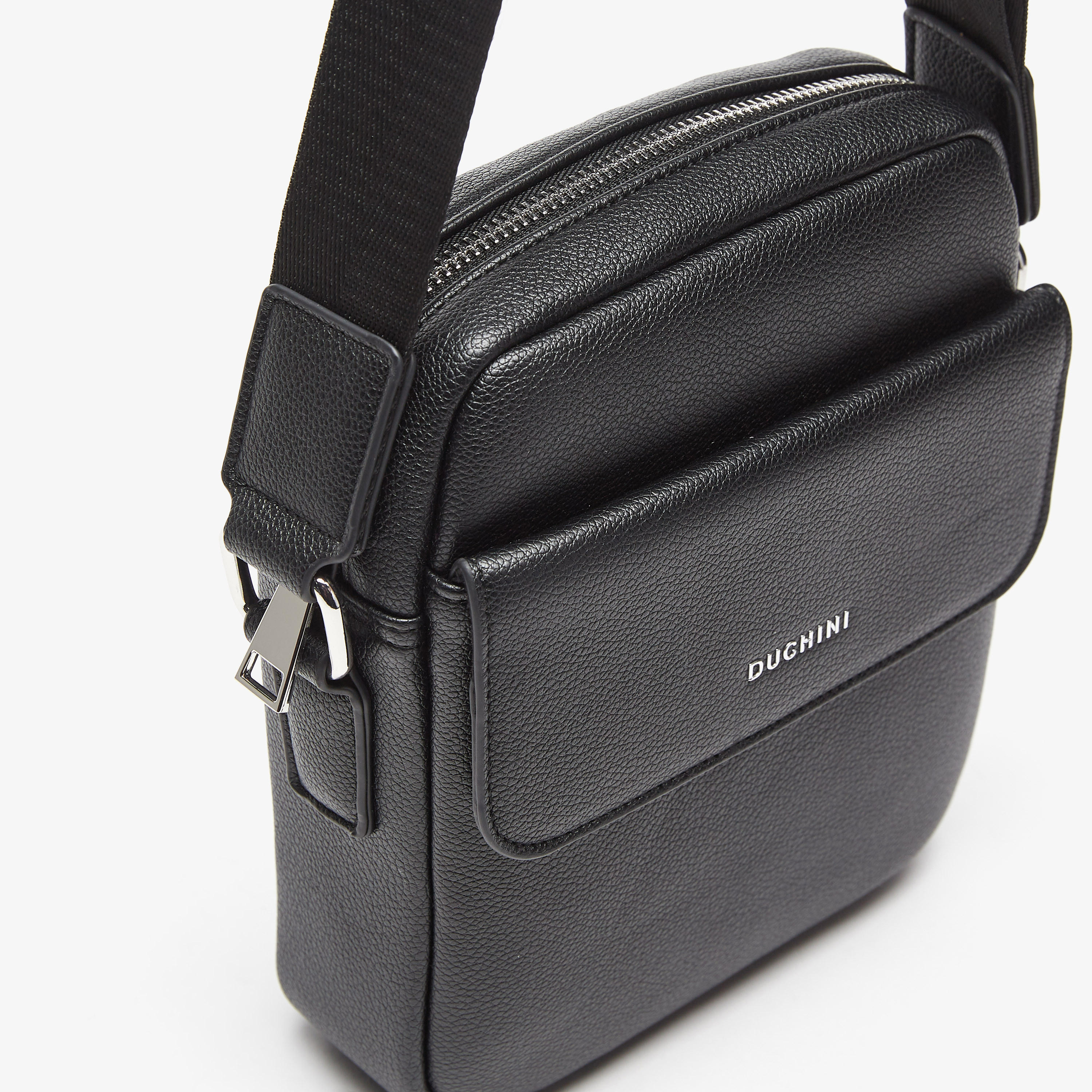 Duchini Plain Crossbody Bag with Adjustable Strap and Zip Closure-men-bags-image-5