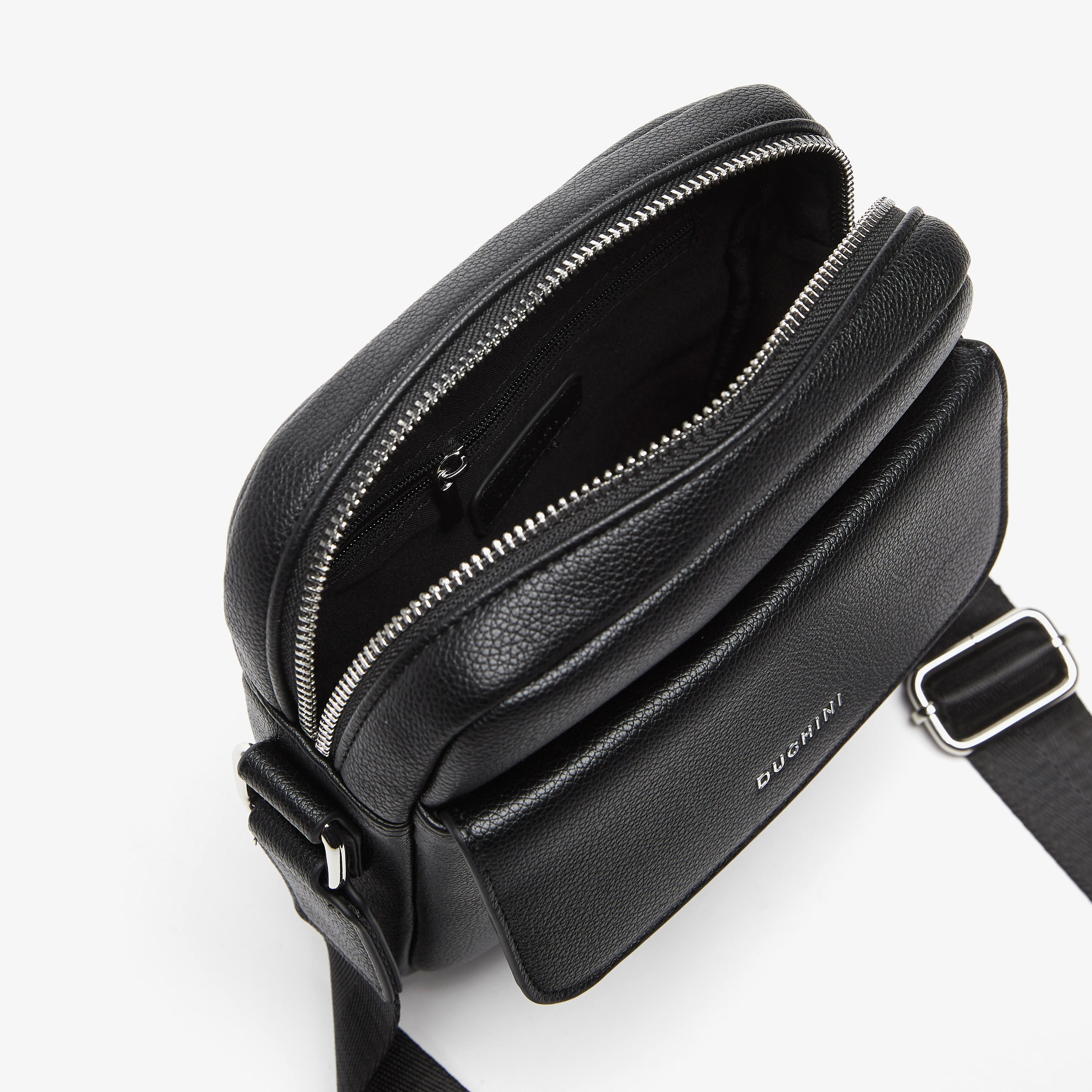Duchini Plain Crossbody Bag with Adjustable Strap and Zip Closure-men-bags-image-6