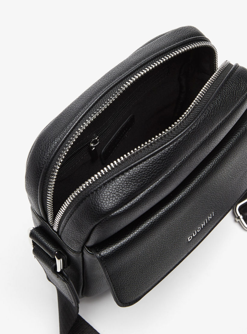 Duchini Plain Crossbody Bag with Adjustable Strap and Zip Closure-men-bags-image-6
