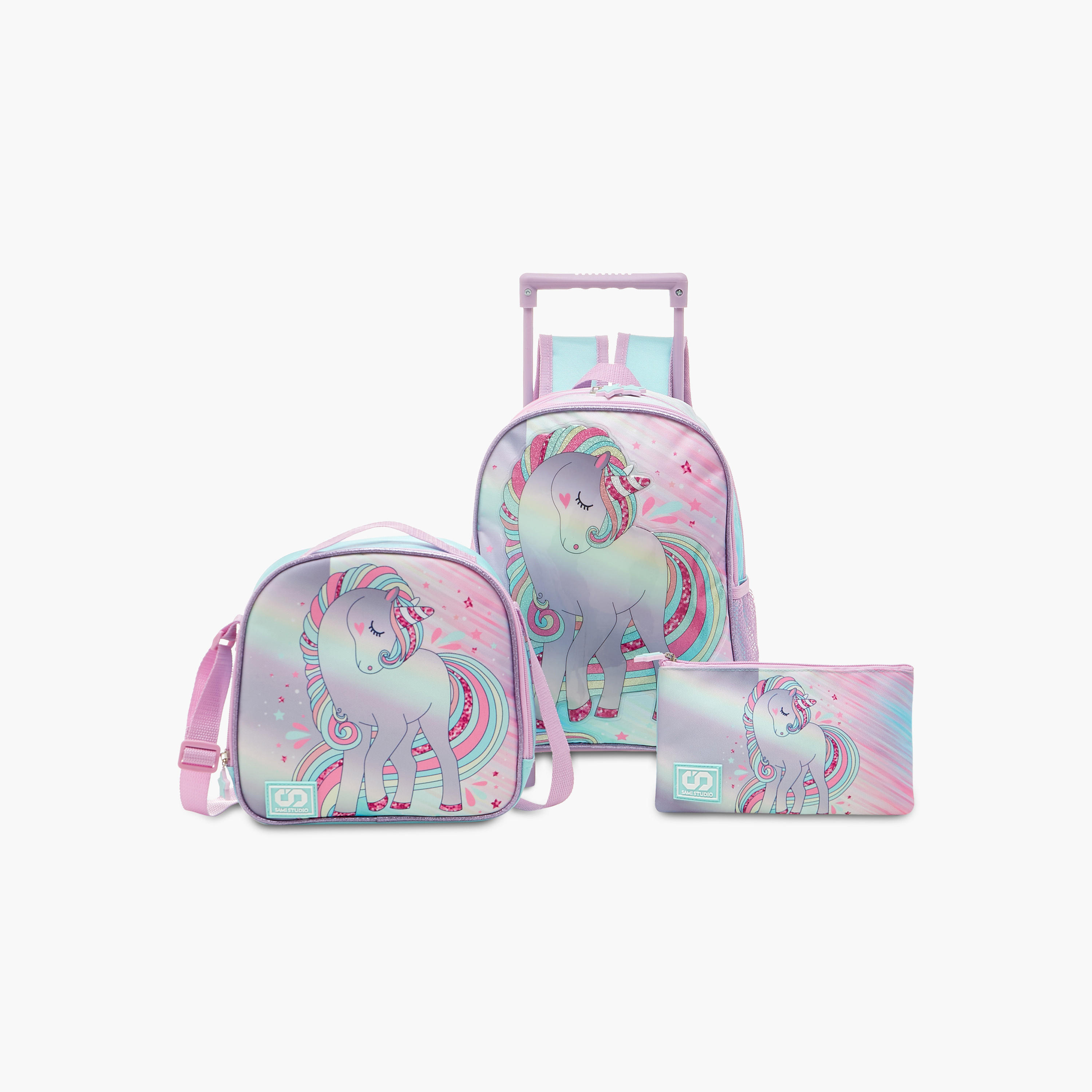 شنطة ظهر ترولي بطبعات مع شنطة غداء ومقلمة من سامي ستوديو 12 بوصة- 31x23x10 سم-school-bagsandbackpacks-sets-image-1