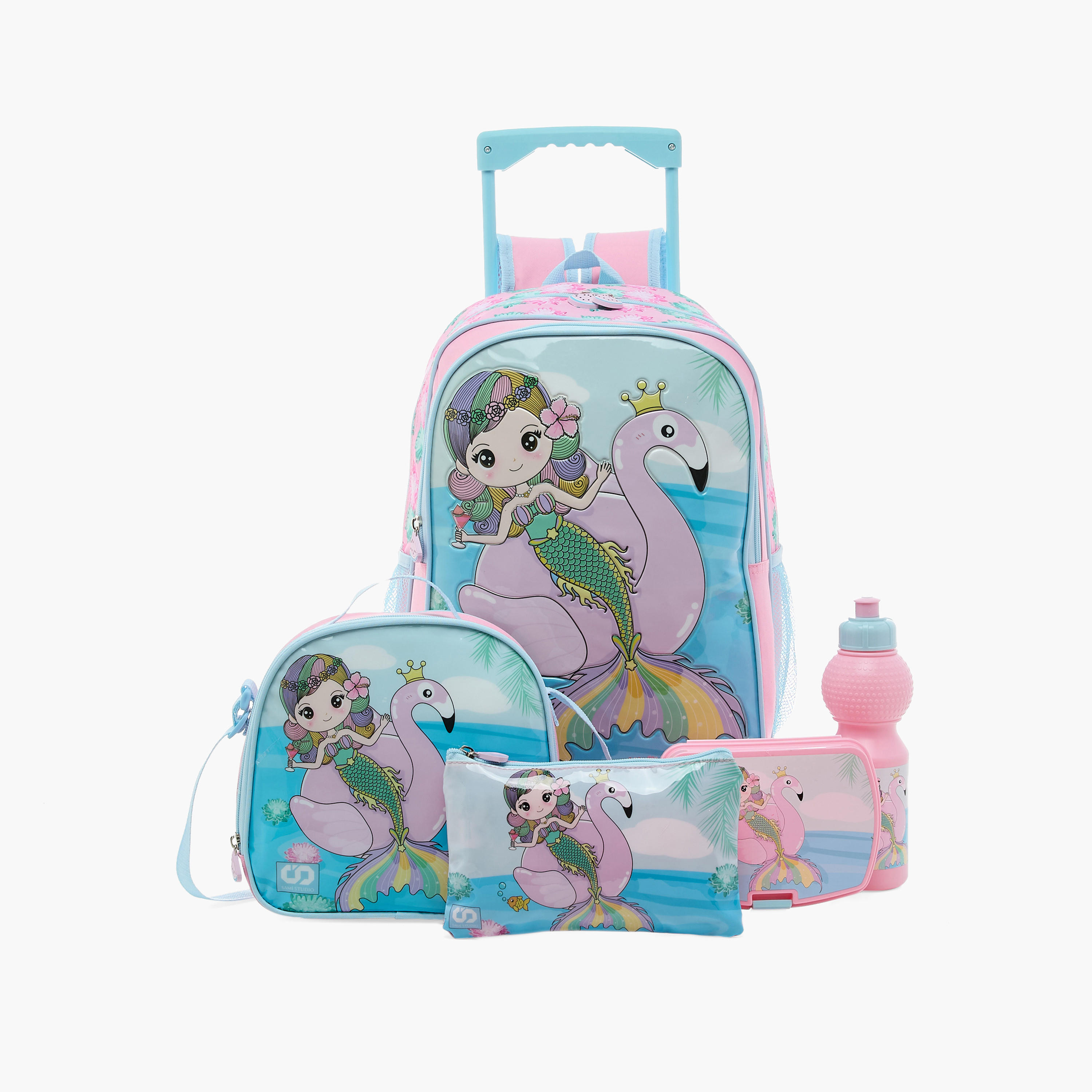 Must 5-Piece Princess Print 16-inch Trolley Backpack Set - 43x30x13 cms-school-bagsandbackpacks-trolleybags-image-1