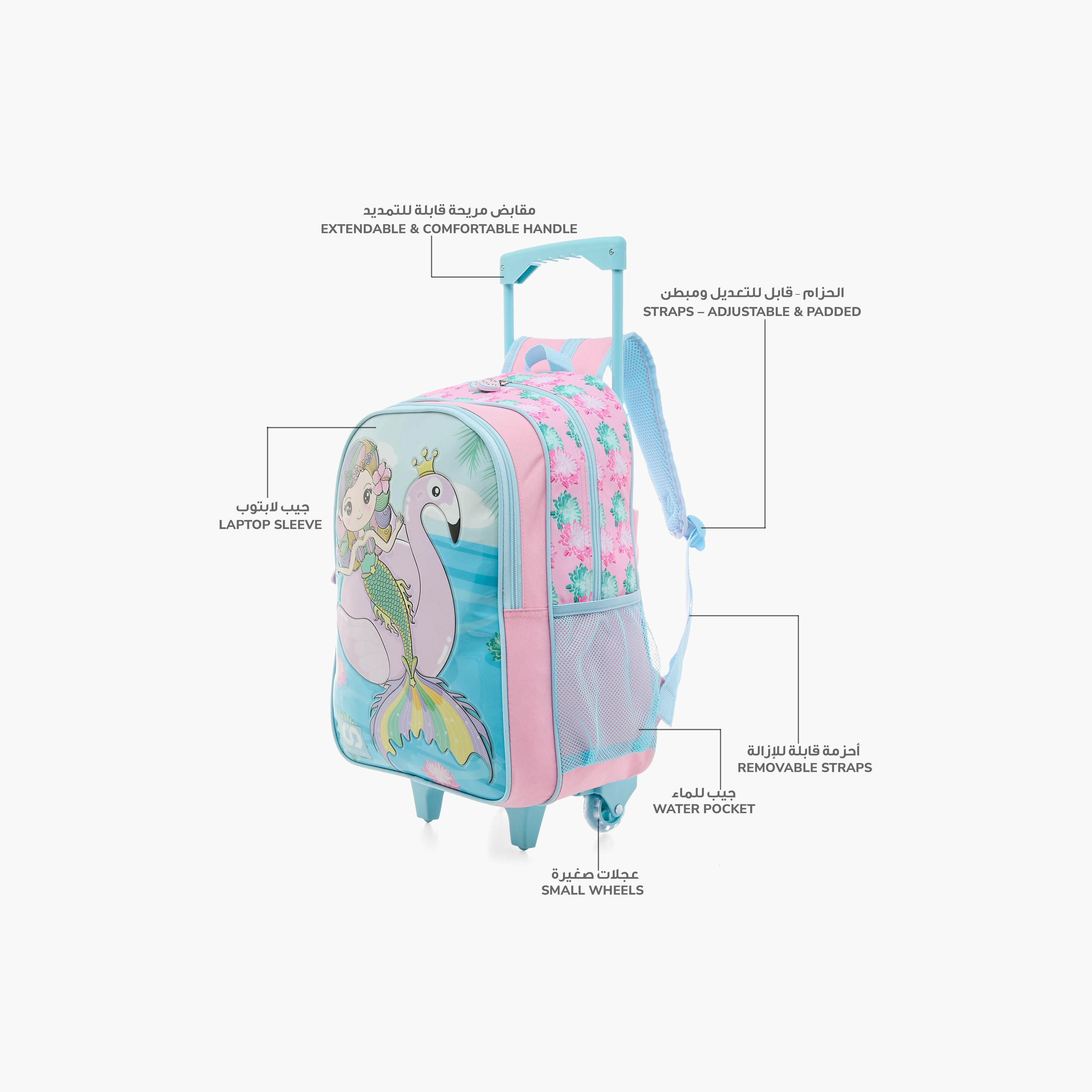 Must 5-Piece Princess Print 16-inch Trolley Backpack Set - 43x30x13 cms-school-bagsandbackpacks-trolleybags-image-6