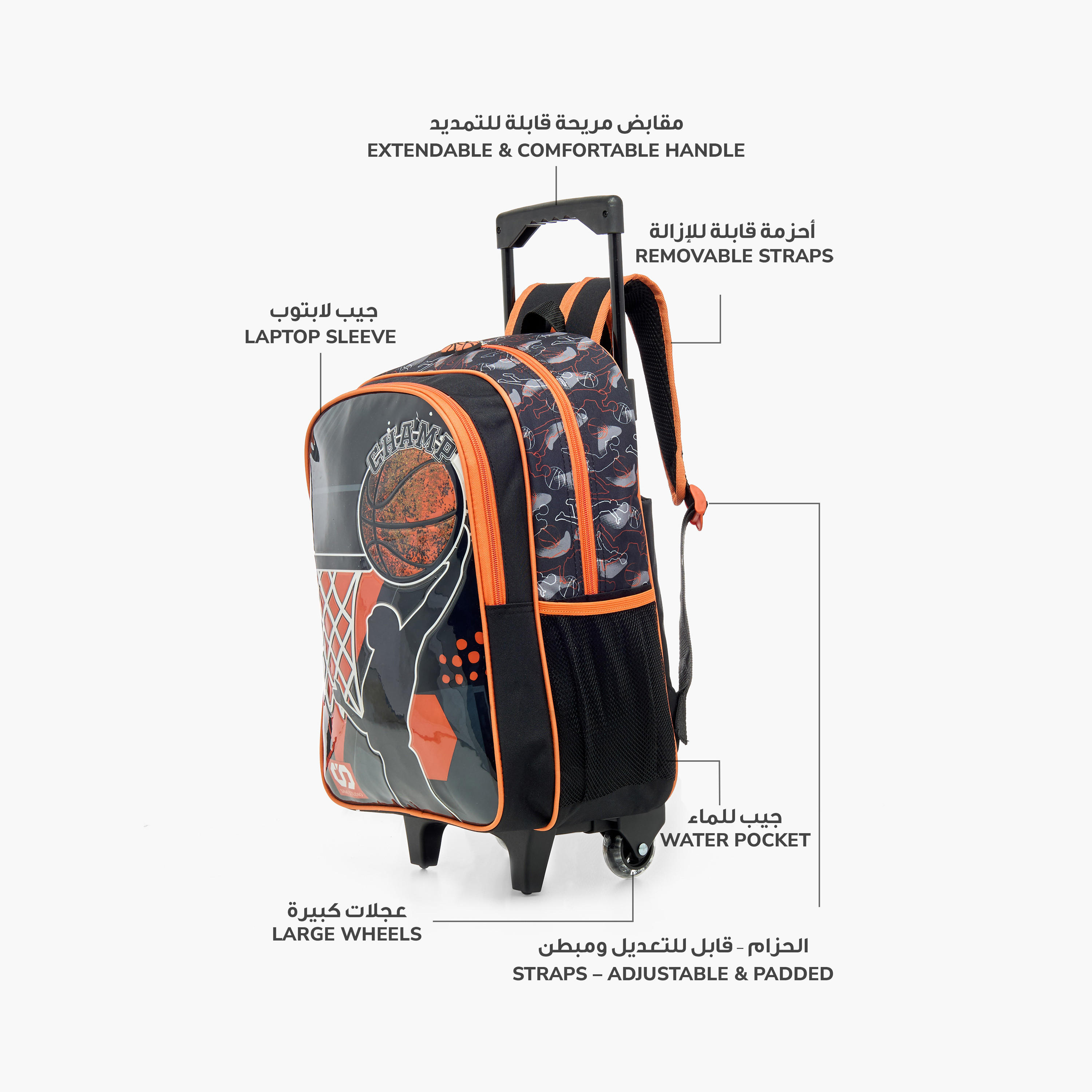 SAMI STUDIO 5-Piece Printed Trolley Backpack Set - 34x20x48 cms-school-bagsandbackpacks-trolleybags-image-6