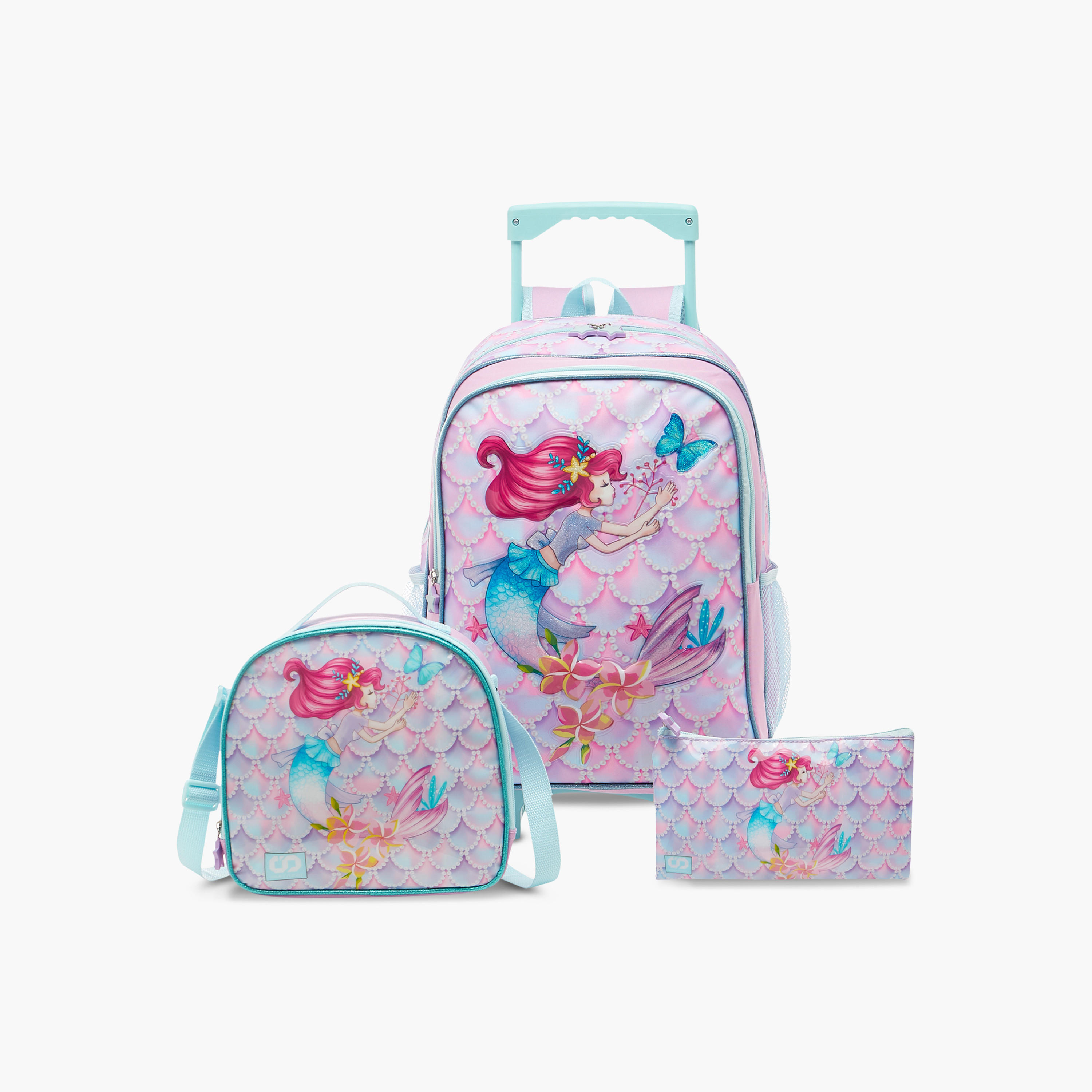 Must Cat Print Trolley Backpack with Lunch Bag and Pencil Case - 43X30X13 cms-school-bagsandbackpacks-sets-image-1