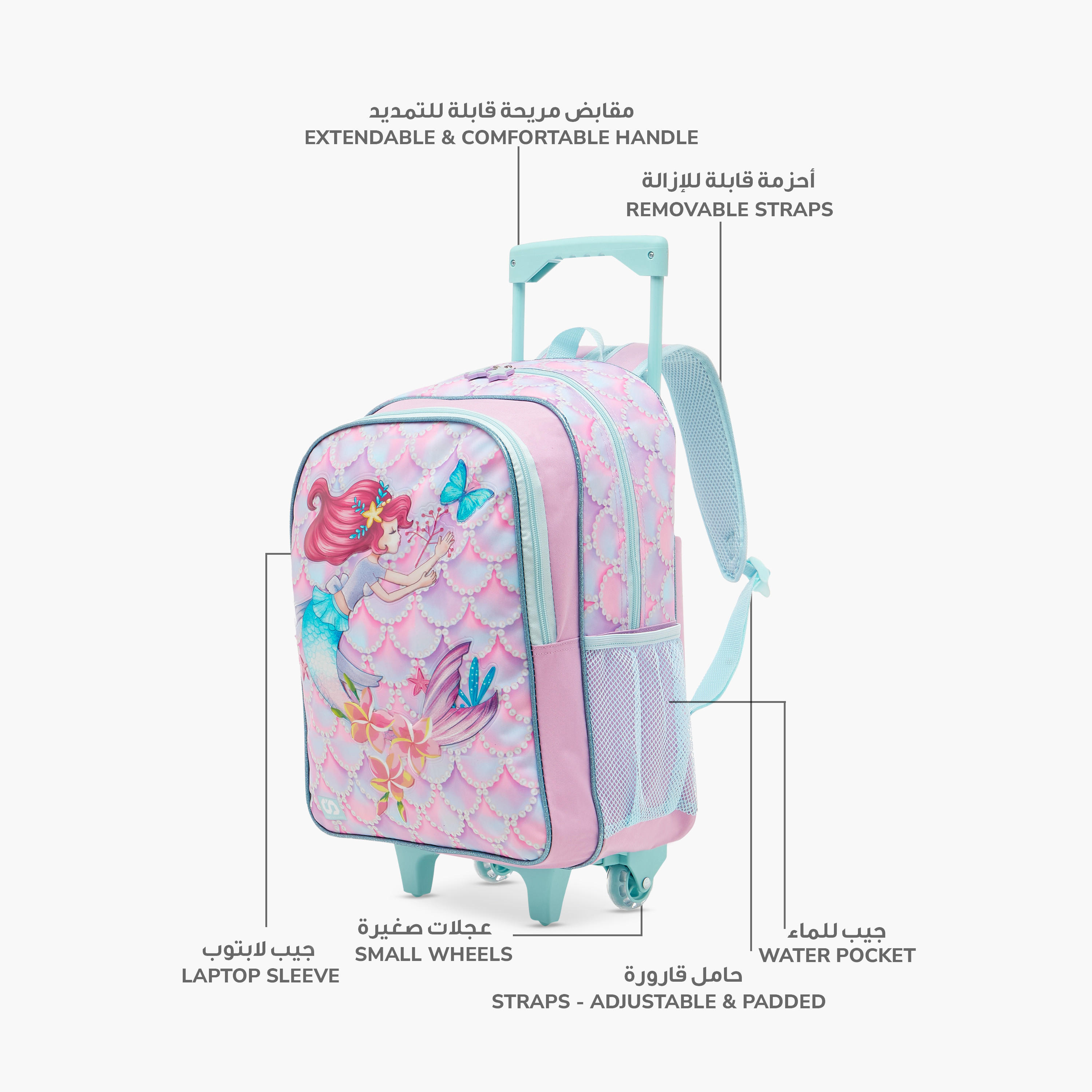 شنطة ظهر ترولي بطبعات مع شنطة غداء ومقلمة من ماست - 43X30X13 سم-school-bagsandbackpacks-sets-image-7