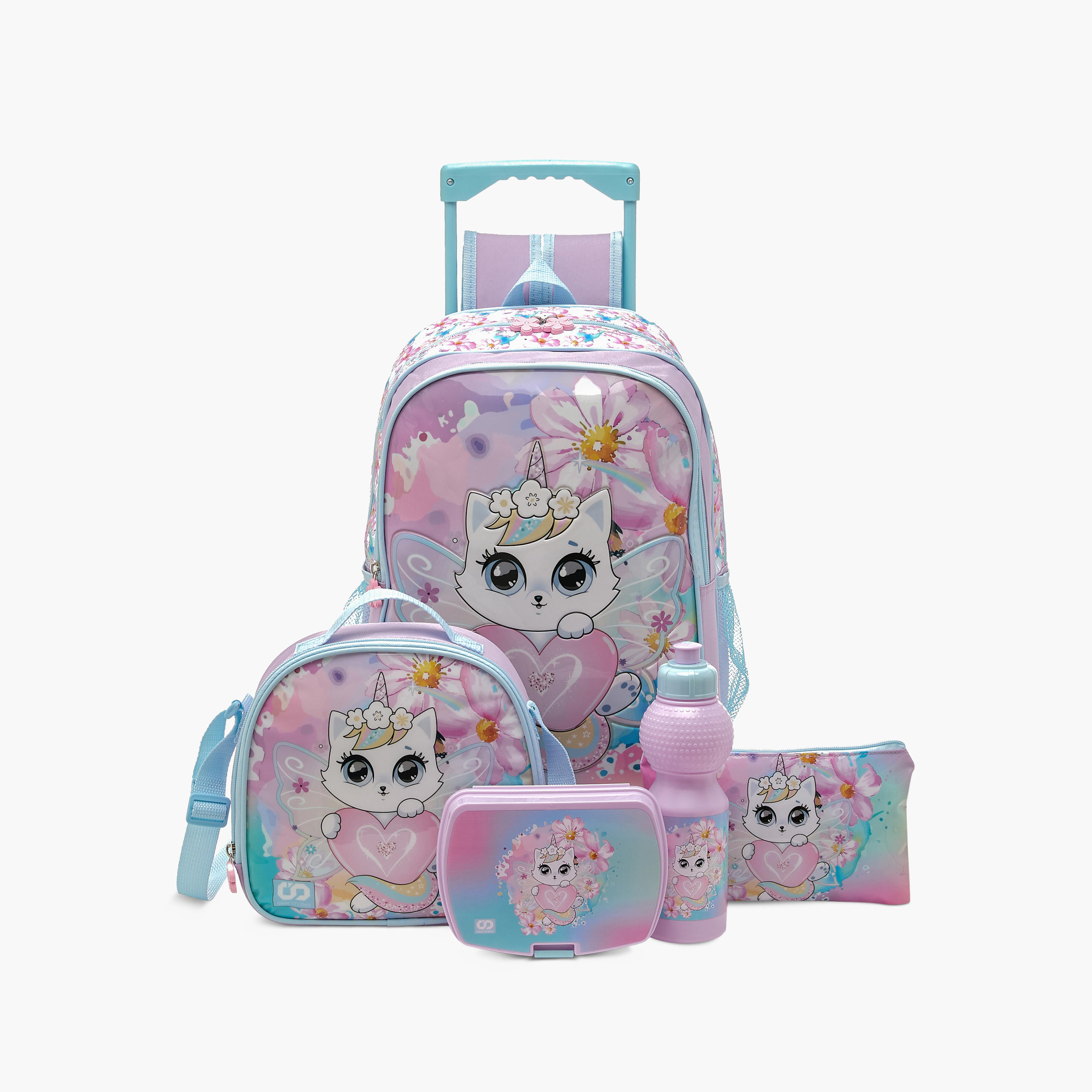 Must 5-Piece Swan Print 16-inch Trolley Backpack Set - 43x30x13 cms-school-bagsandbackpacks-sets-image-1