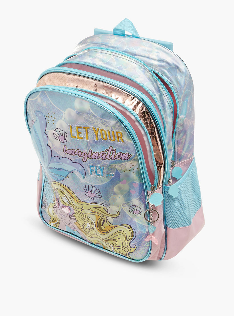 شنطة ظهر ترولي بطبعات حورية البحر ومقبض قابل للسحب من سامي ستوديو - 33x14x45 سم-school-bagsandbackpacks-trolleybags-image-12
