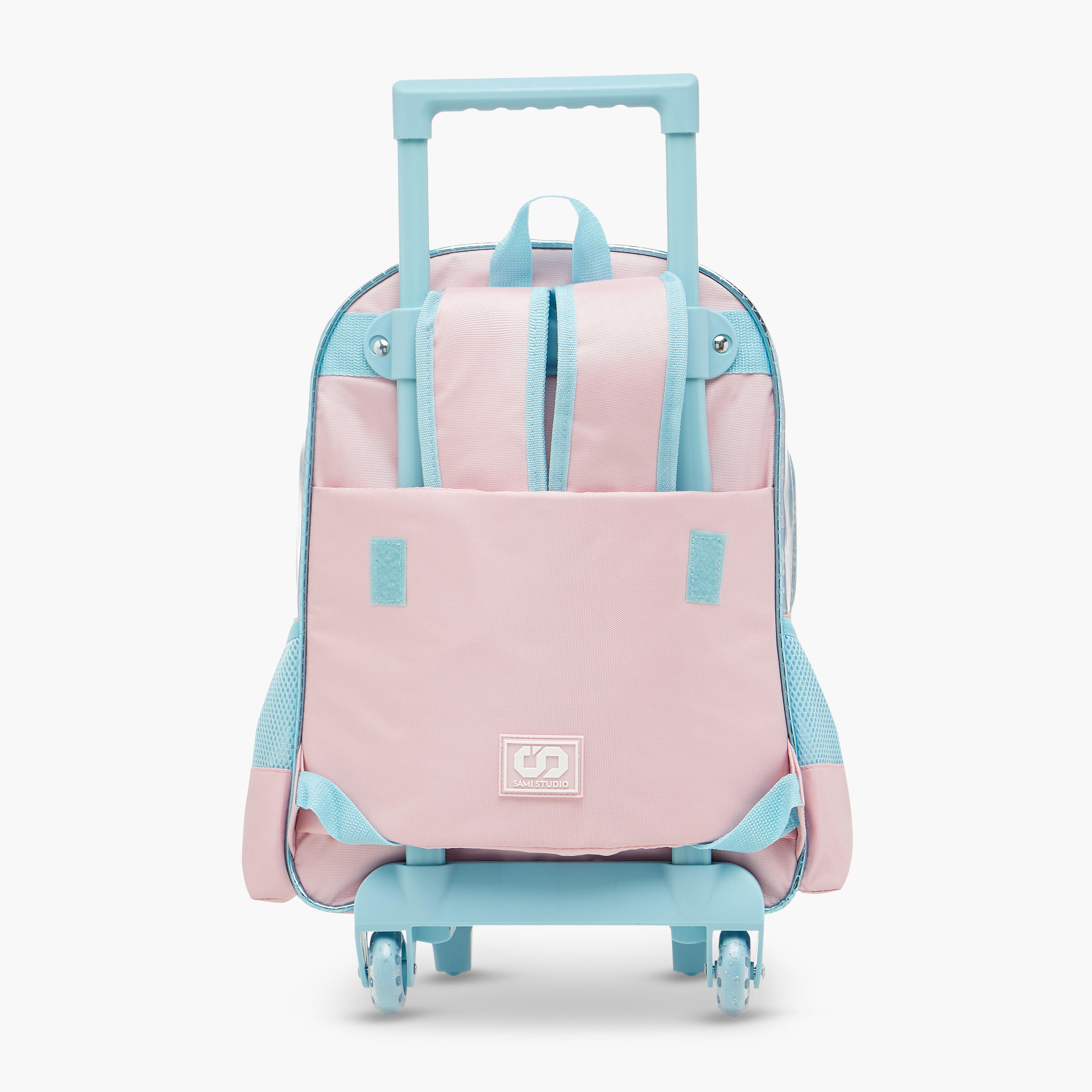 شنطة ظهر ترولي بطبعات حورية البحر ومقبض قابل للسحب من سامي ستوديو - 33x14x45 سم-school-bagsandbackpacks-trolleybags-image-7