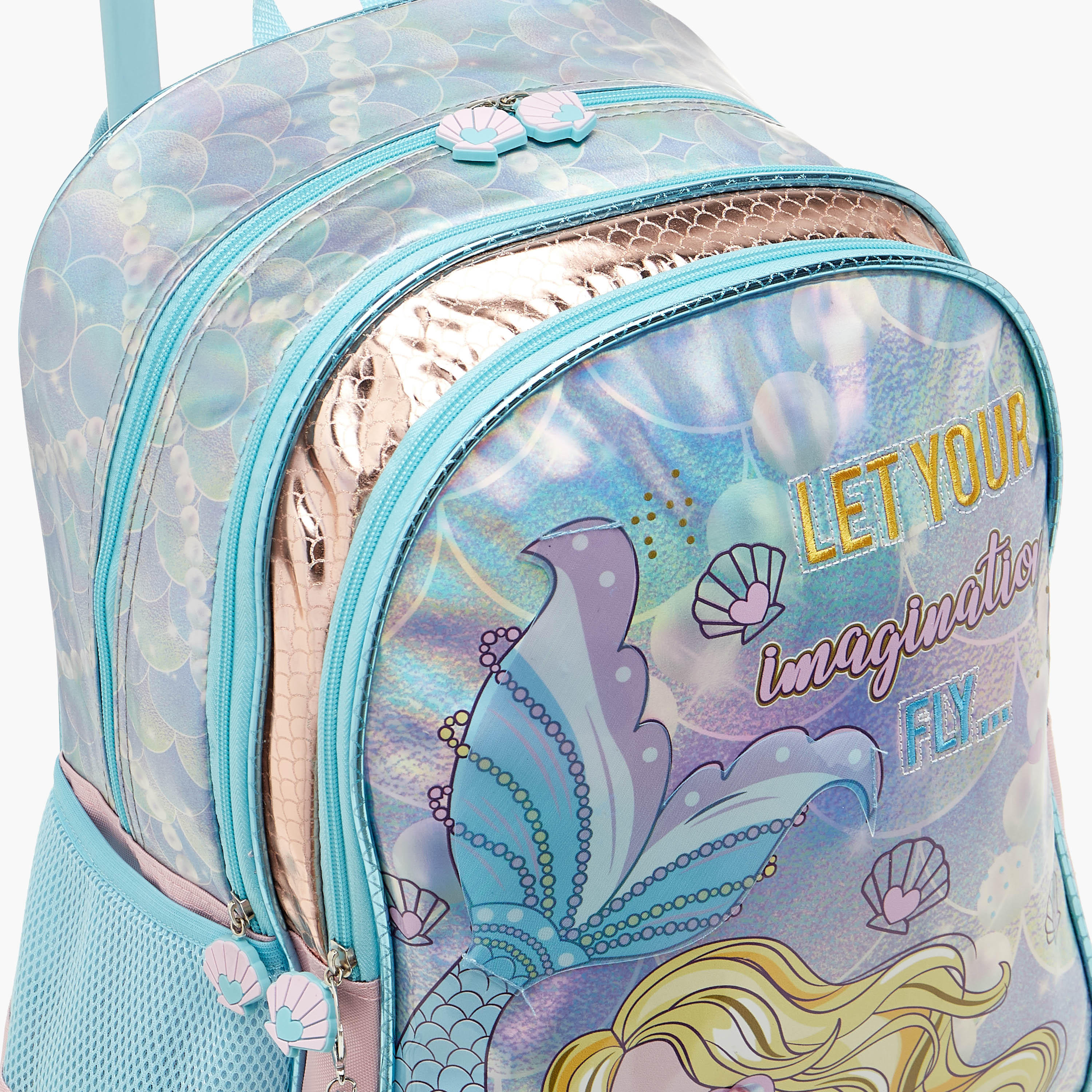 شنطة ظهر ترولي بطبعات حورية البحر ومقبض قابل للسحب من سامي ستوديو - 33x14x45 سم-school-bagsandbackpacks-trolleybags-image-8