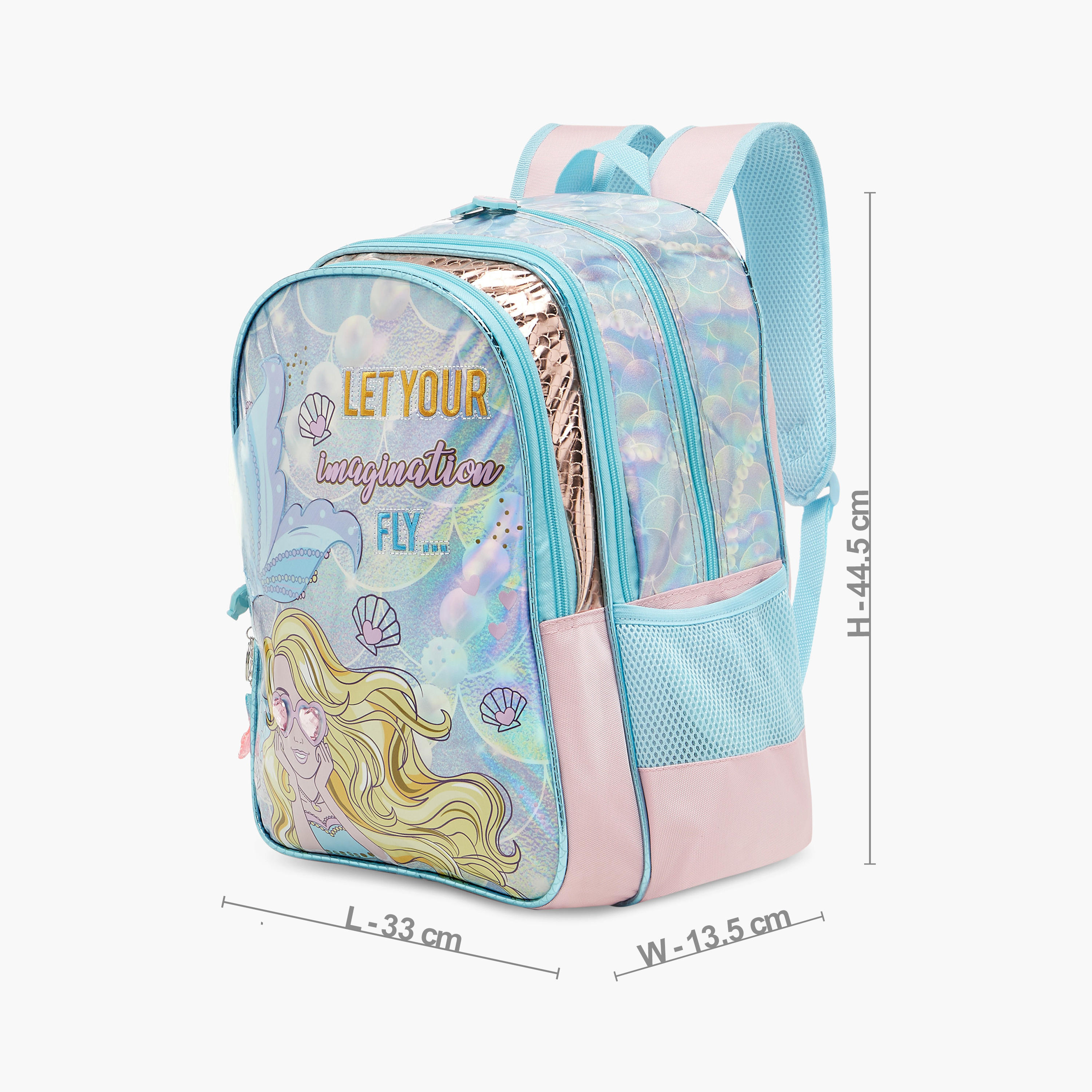 SAMI STUDIO Mermaid Print Backpack with Adjustable Straps - 33x14x45 cms-school-bagsandbackpacks-backpacks-image-2