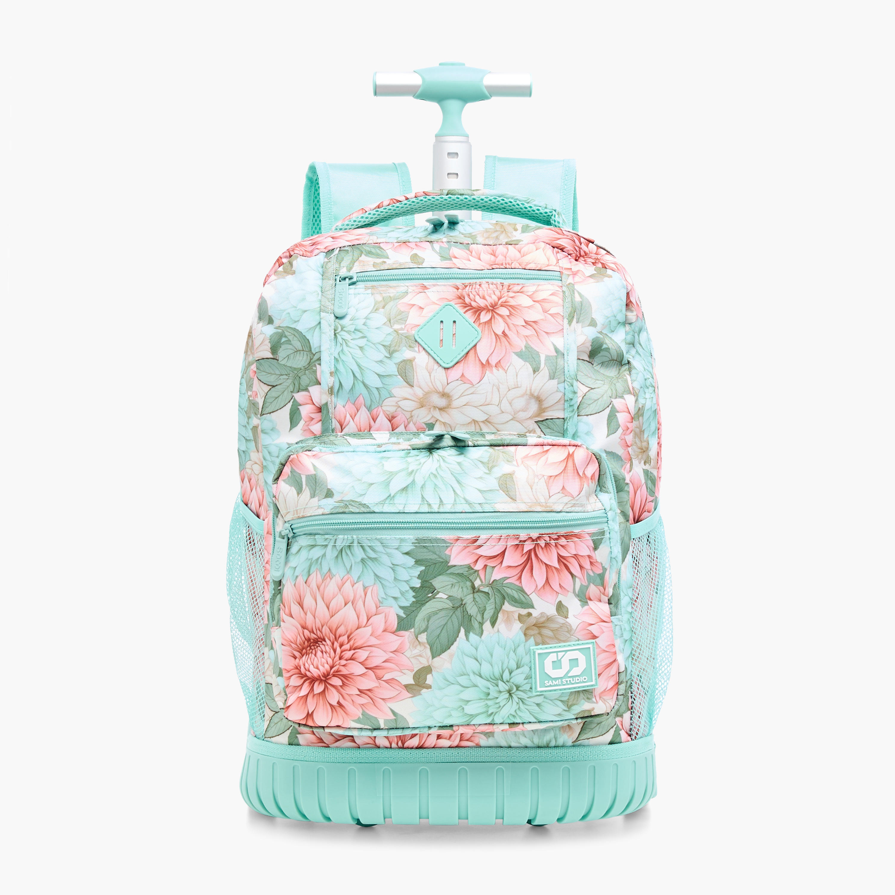 SAMI STUDIO Floral Print 18-inch Trolley Backpack with Adjustable Straps - 43x32x18 cms-school-bagsandbackpacks-trolleybags-image-1