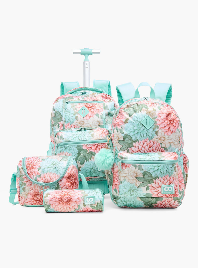 SAMI STUDIO Floral Print 18-inch Trolley Backpack with Adjustable Straps - 43x32x18 cms-school-bagsandbackpacks-trolleybags-image-14