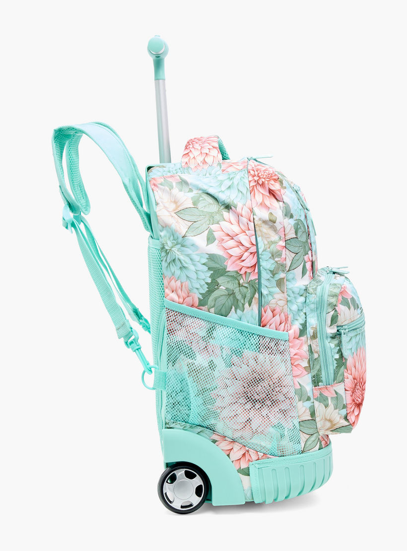 SAMI STUDIO Floral Print 18-inch Trolley Backpack with Adjustable Straps - 43x32x18 cms-school-bagsandbackpacks-trolleybags-image-3