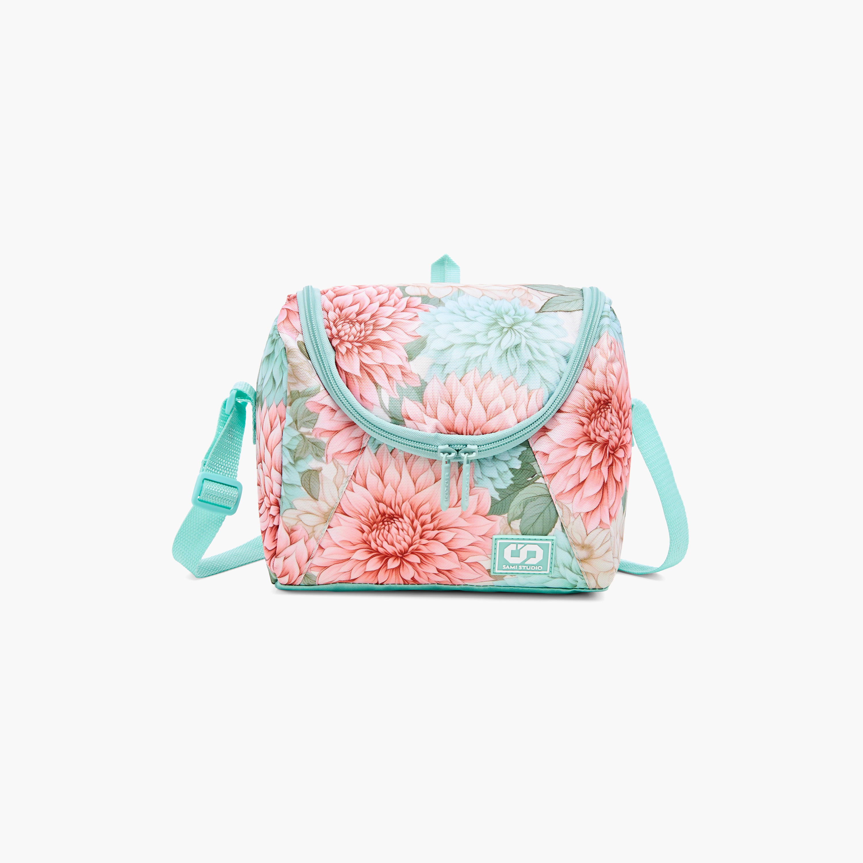 SAMI STUDIO Floral Print Lunch Bag with Adjustable Strap and Zip Closure-school-lunchessentials-lunchbags-image-1