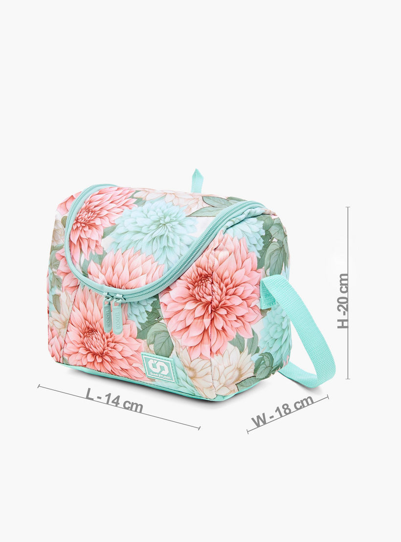 SAMI STUDIO Floral Print Lunch Bag with Adjustable Strap and Zip Closure-school-lunchessentials-lunchbags-image-2