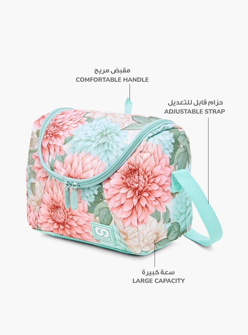 SAMI STUDIO Floral Print Lunch Bag with Adjustable Strap and Zip Closure-school-lunchessentials-lunchbags-image-6