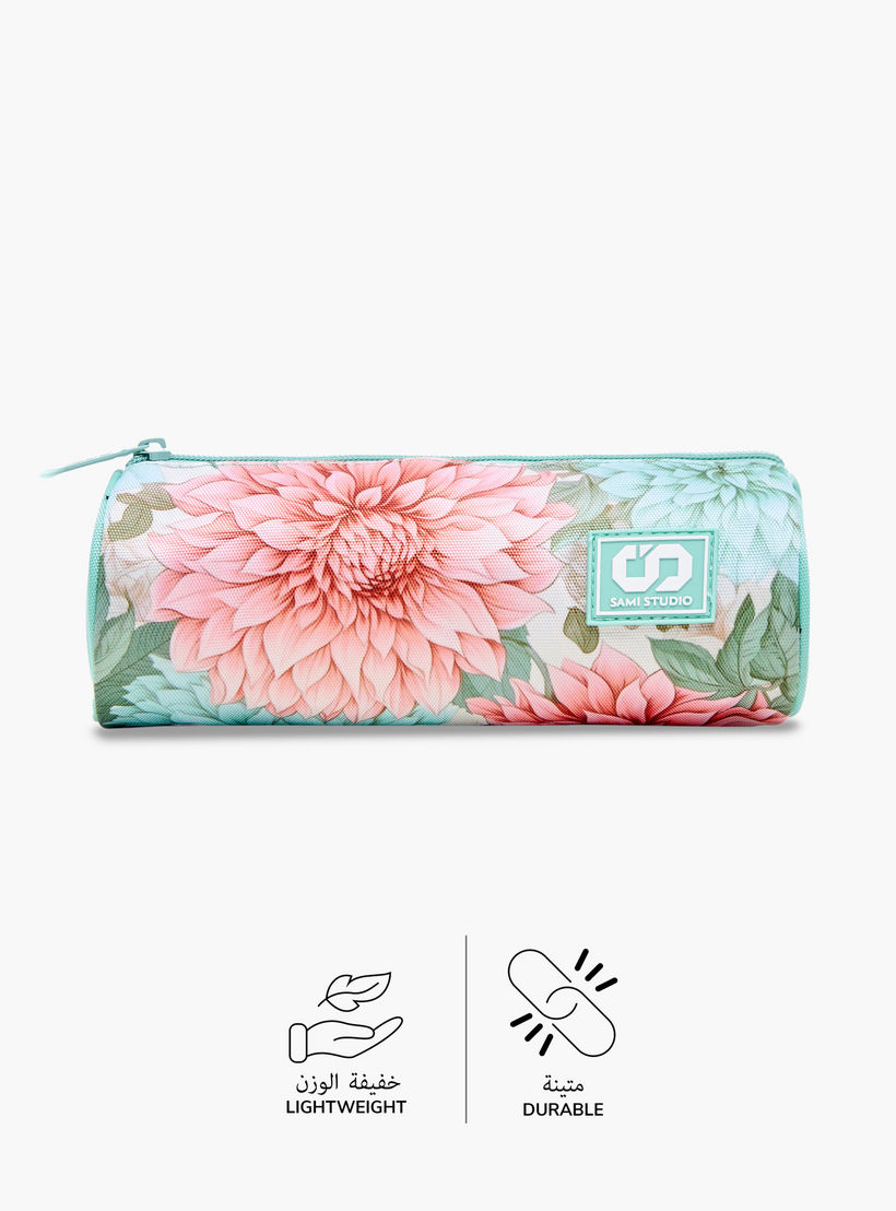 مقلمة بسحاب إغلاق وطبعات أزهار من سامي ستوديو-school-stationery-pencilcases-image-4